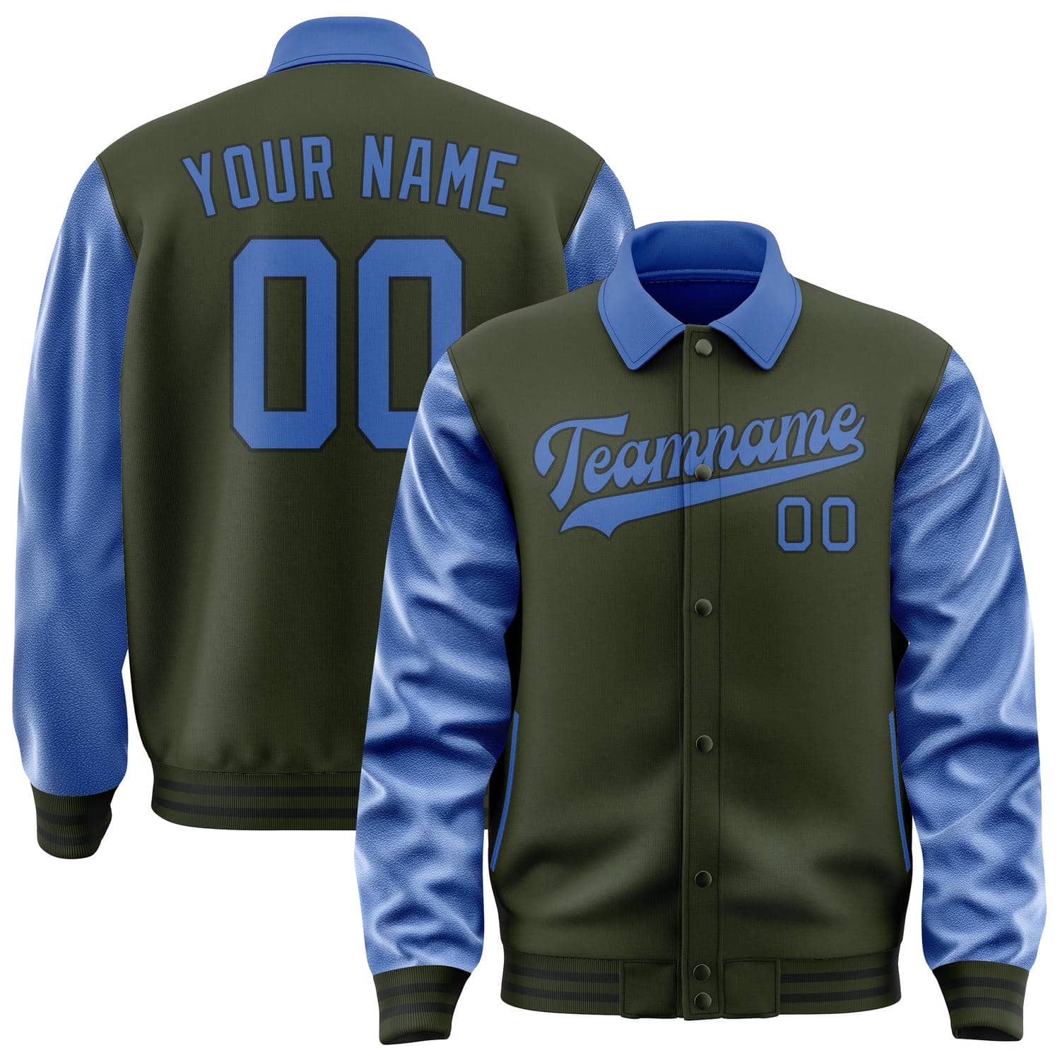 Custom Olive Sky Blue Jacket