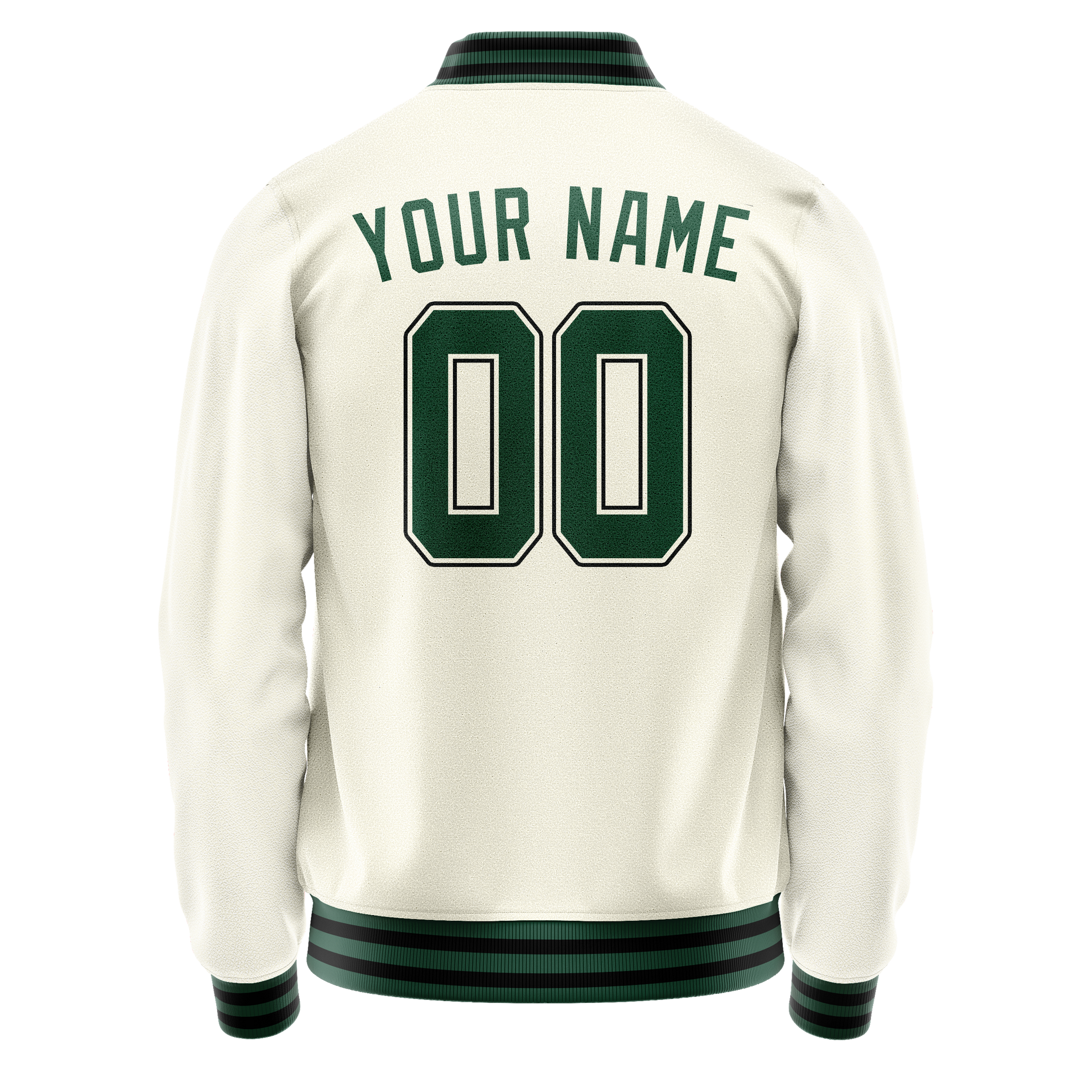 Custom Cream Kelly-Green Solid Color Varsity Letterman Jacket JA02240617JC100