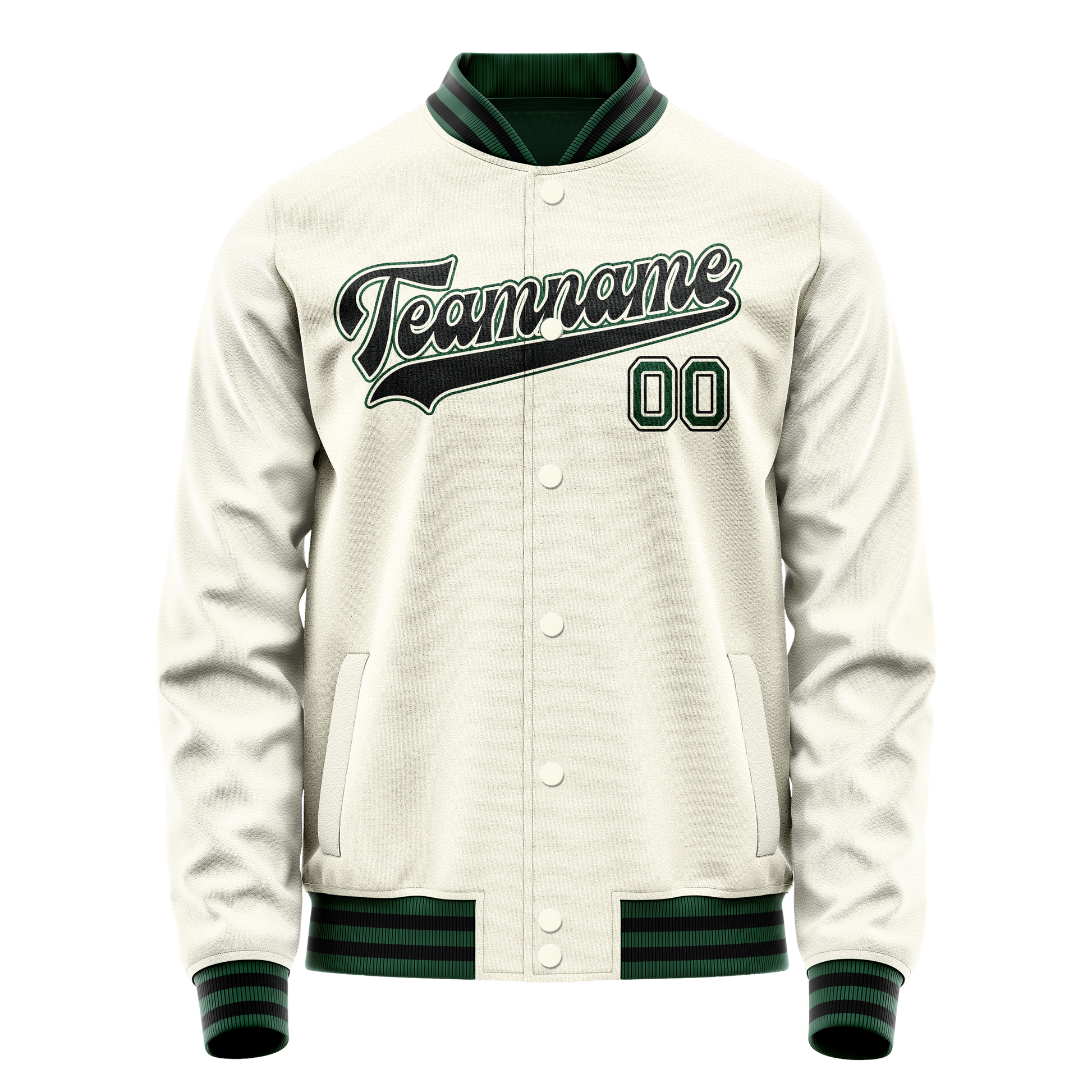 Custom Cream Kelly-Green Solid Color Varsity Letterman Jacket JA02240617JC100