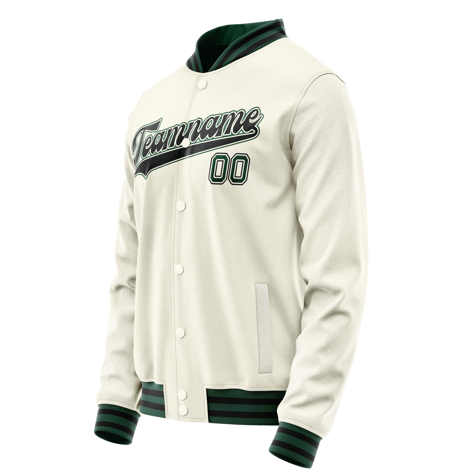 Custom Cream Kelly-Green Solid Color Varsity Letterman Jacket JA02240617JC100