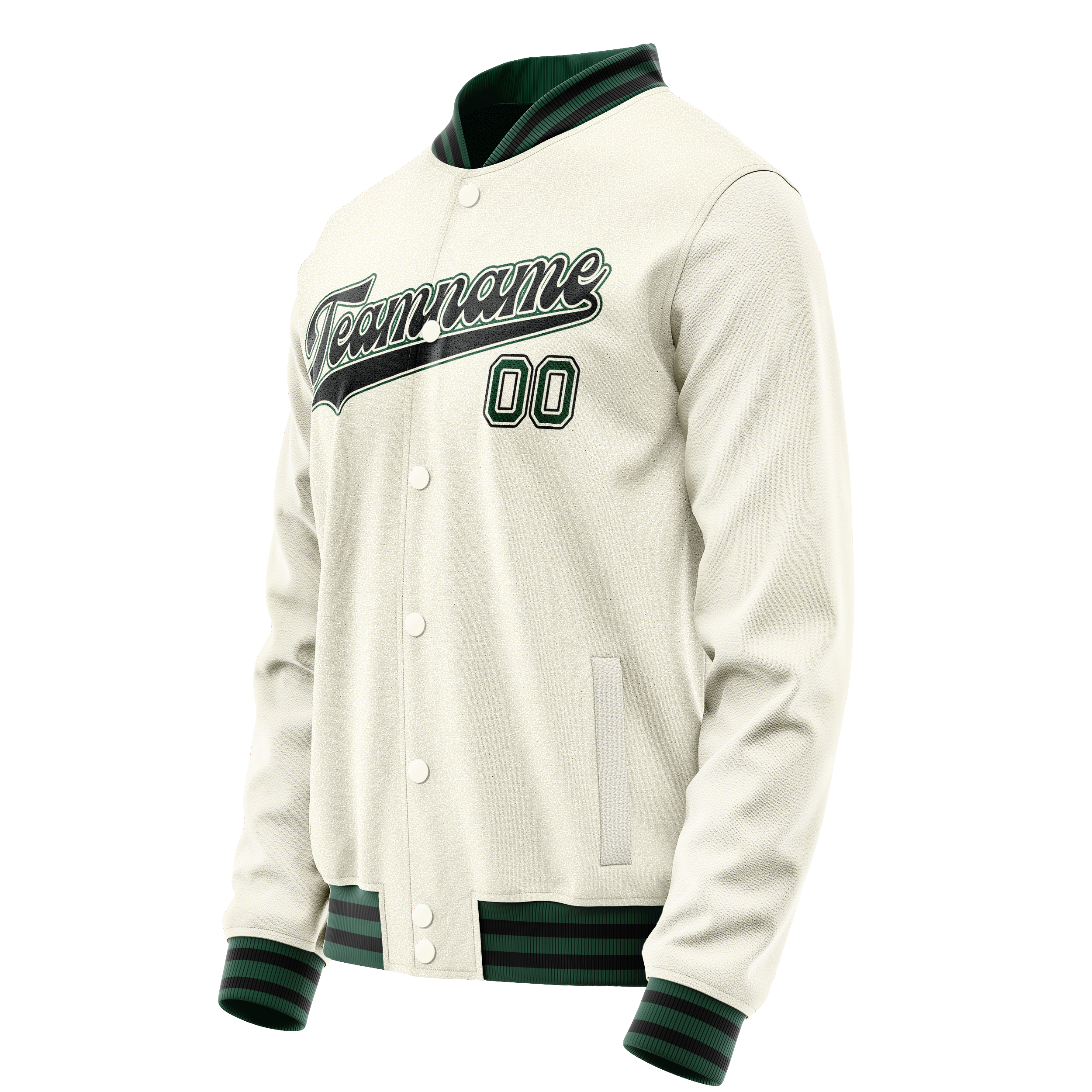 Custom Cream Kelly-Green Solid Color Varsity Letterman Jacket JA02240617JC100