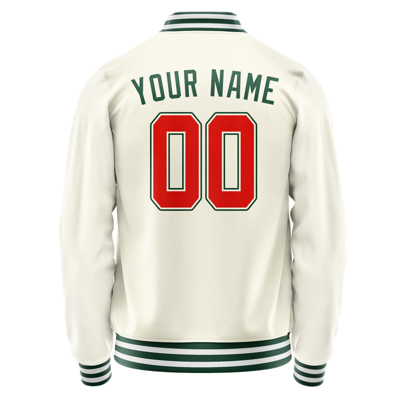 Custom Cream Kelly-Green Solid Color Varsity Letterman Jacket JA02240617JC094