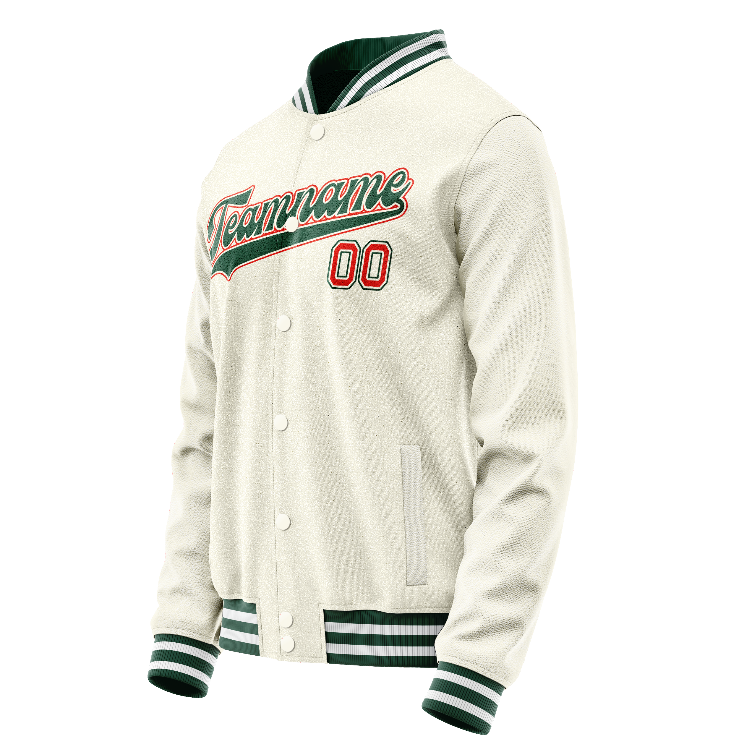 Custom Cream Kelly-Green Solid Color Varsity Letterman Jacket JA02240617JC094