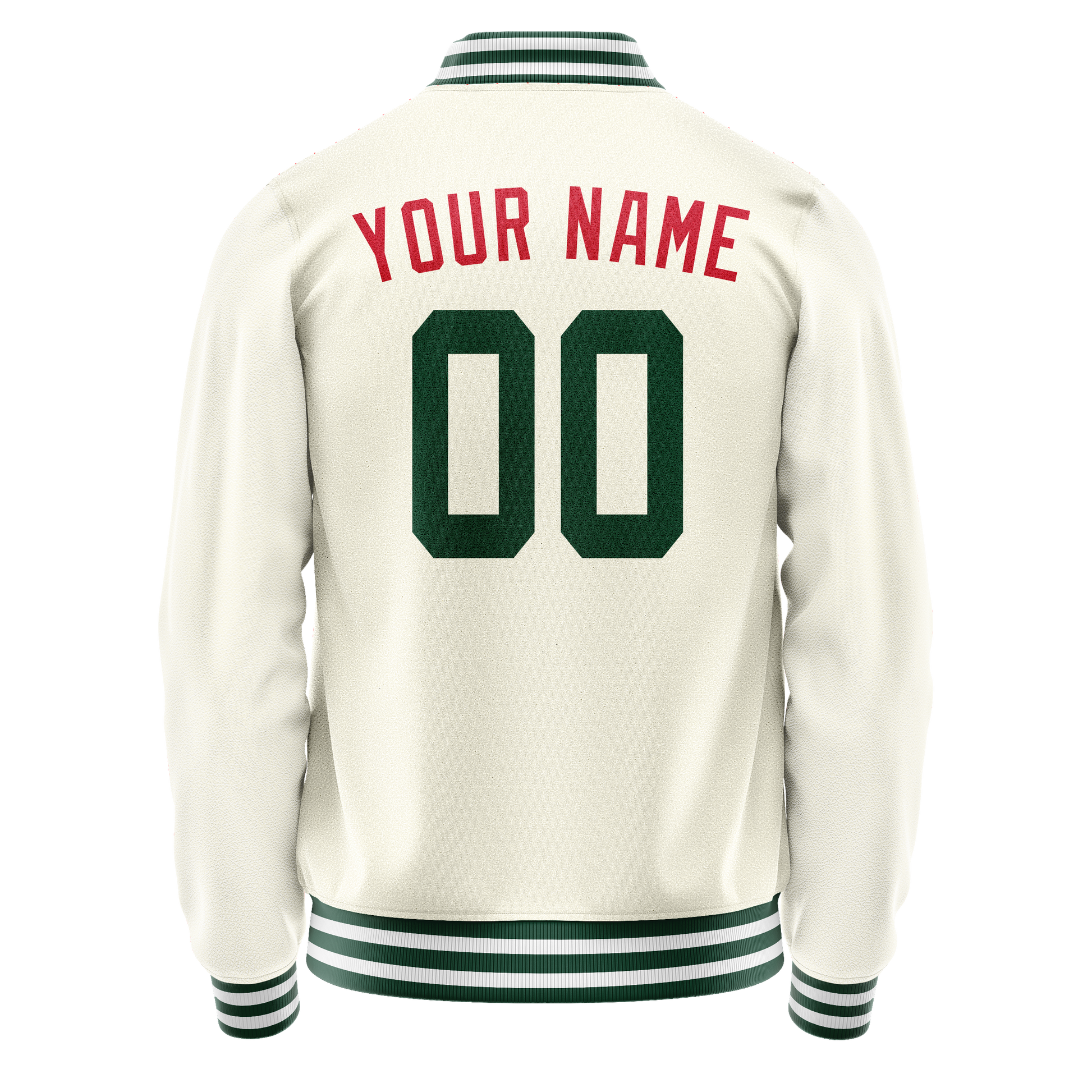 Custom Cream Kelly-Green Solid Color Varsity Letterman Jacket JA02240617JC113