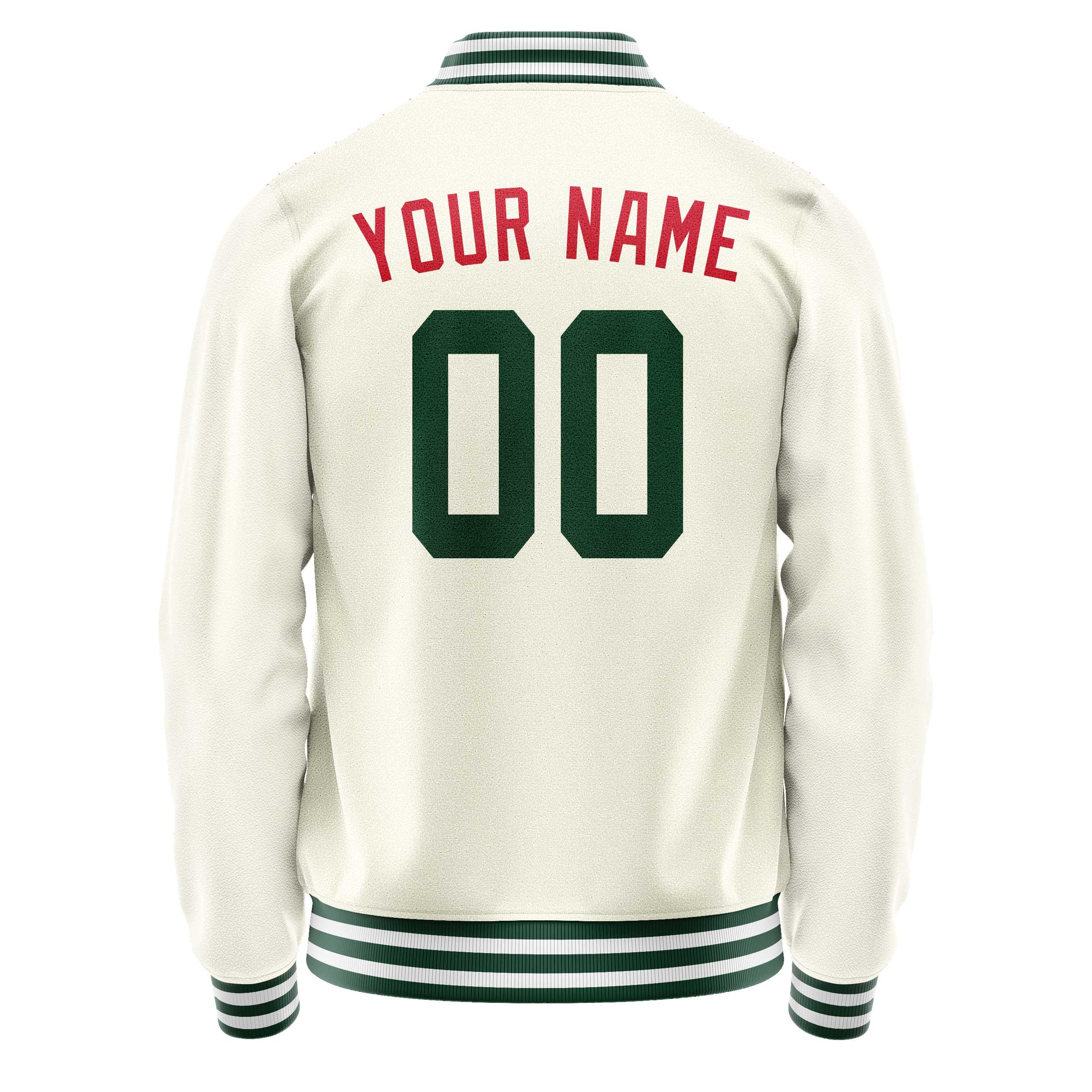 Custom Cream Kelly-Green Solid Color Varsity Letterman Jacket JA02240617JC113