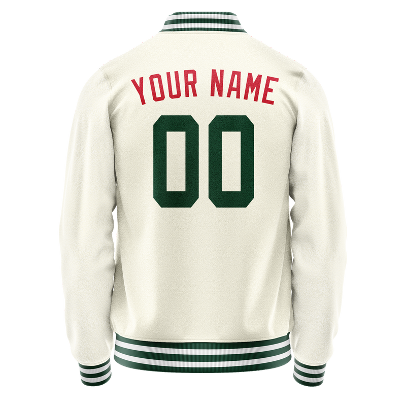 Custom Cream Kelly-Green Solid Color Varsity Letterman Jacket JA02240617JC113
