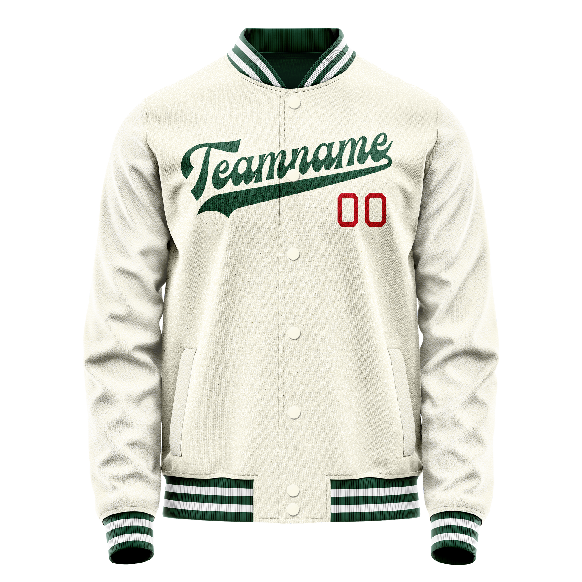 Custom Cream Kelly-Green Solid Color Varsity Letterman Jacket JA02240617JC113