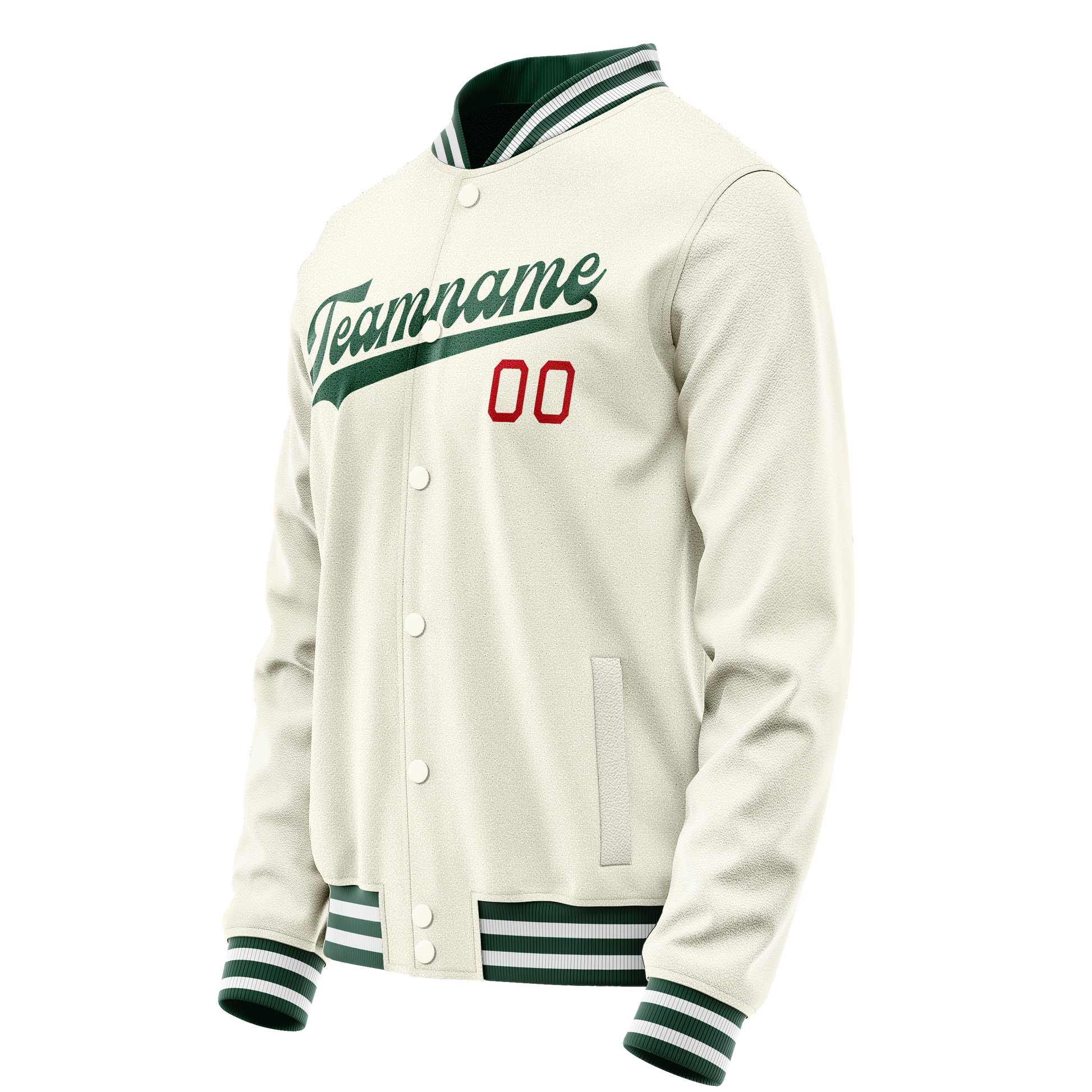 Custom Cream Kelly-Green Solid Color Varsity Letterman Jacket JA02240617JC113