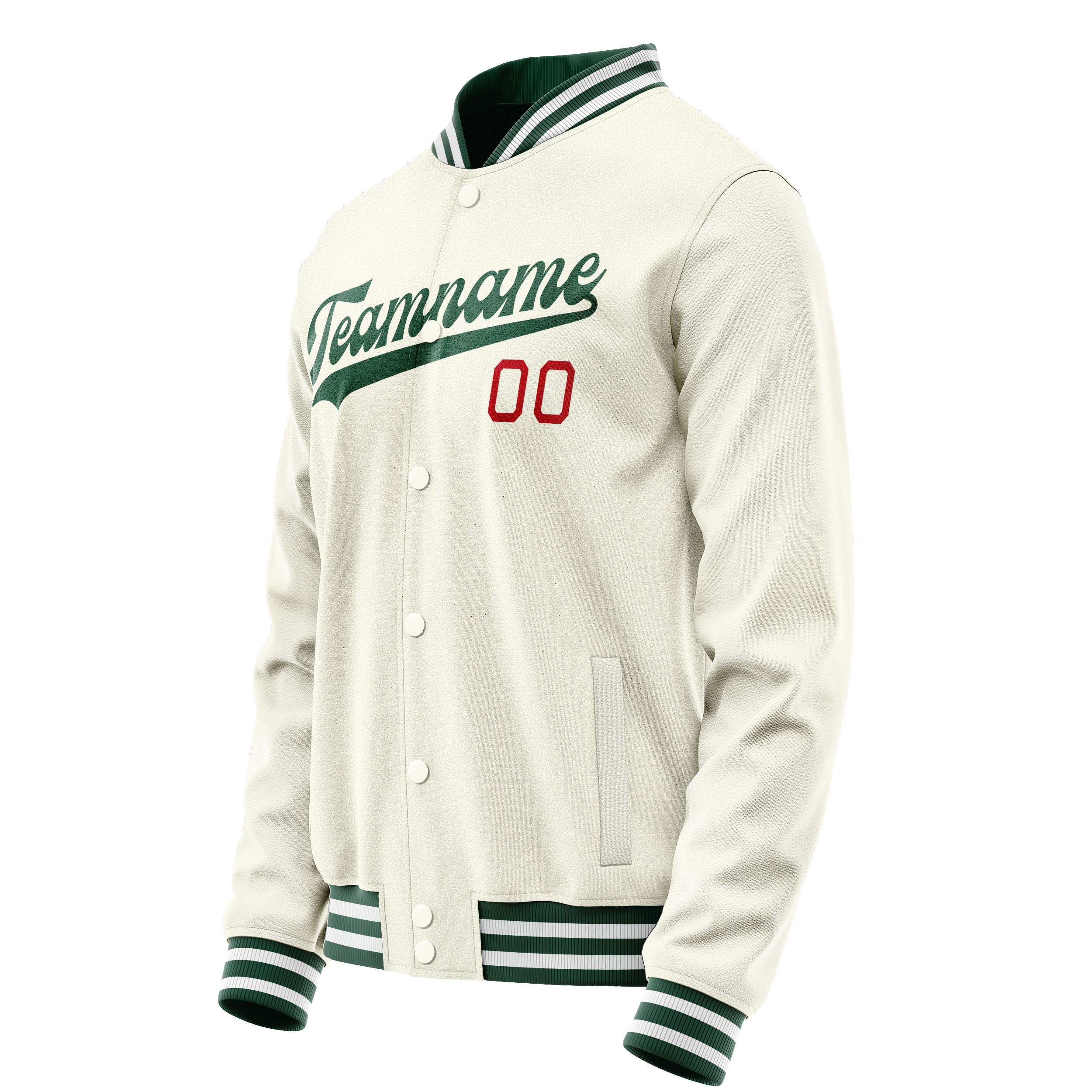 Custom Cream Kelly-Green Solid Color Varsity Letterman Jacket JA02240617JC113