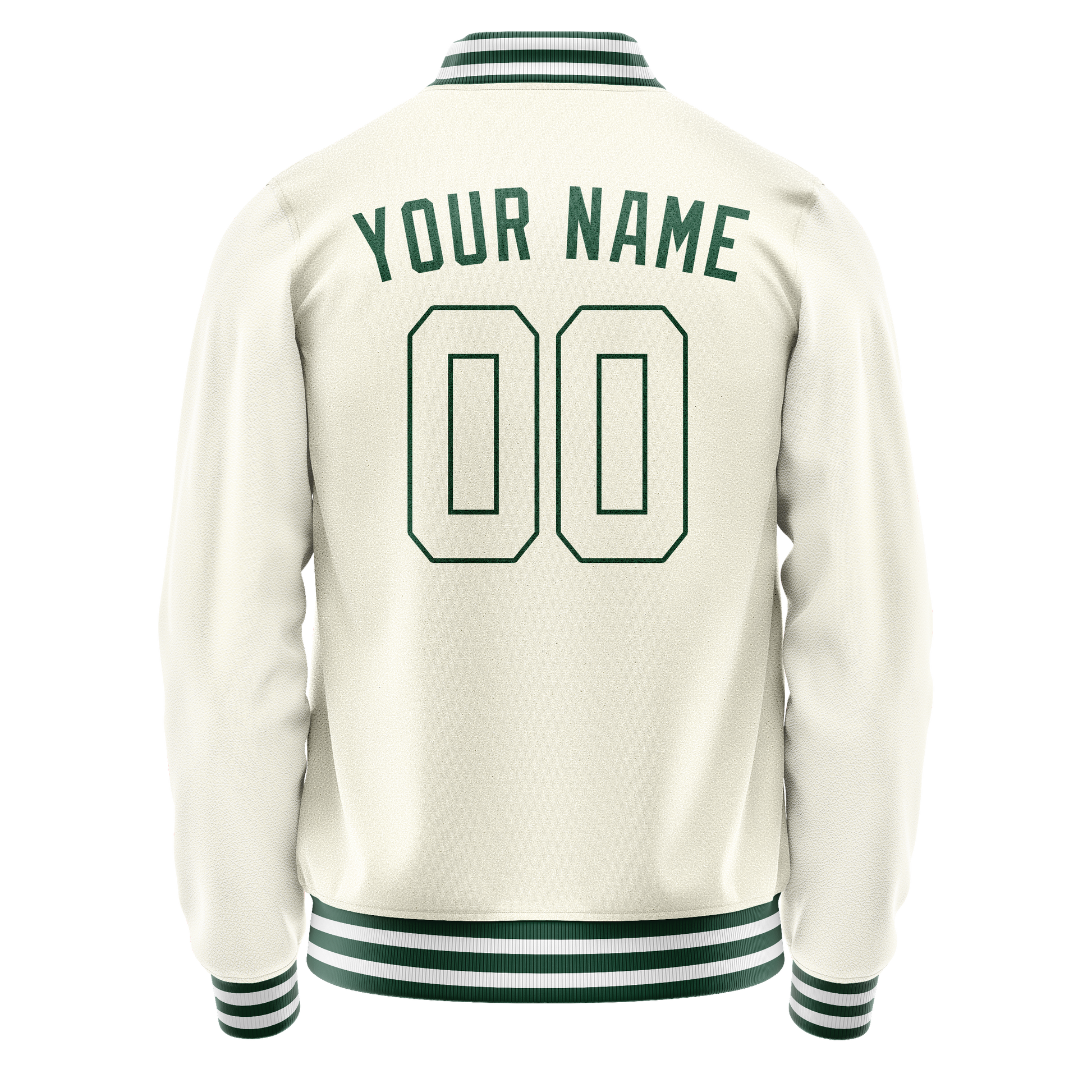Custom Cream Kelly-Green Solid Color Varsity Letterman Jacket JA02240617JC099