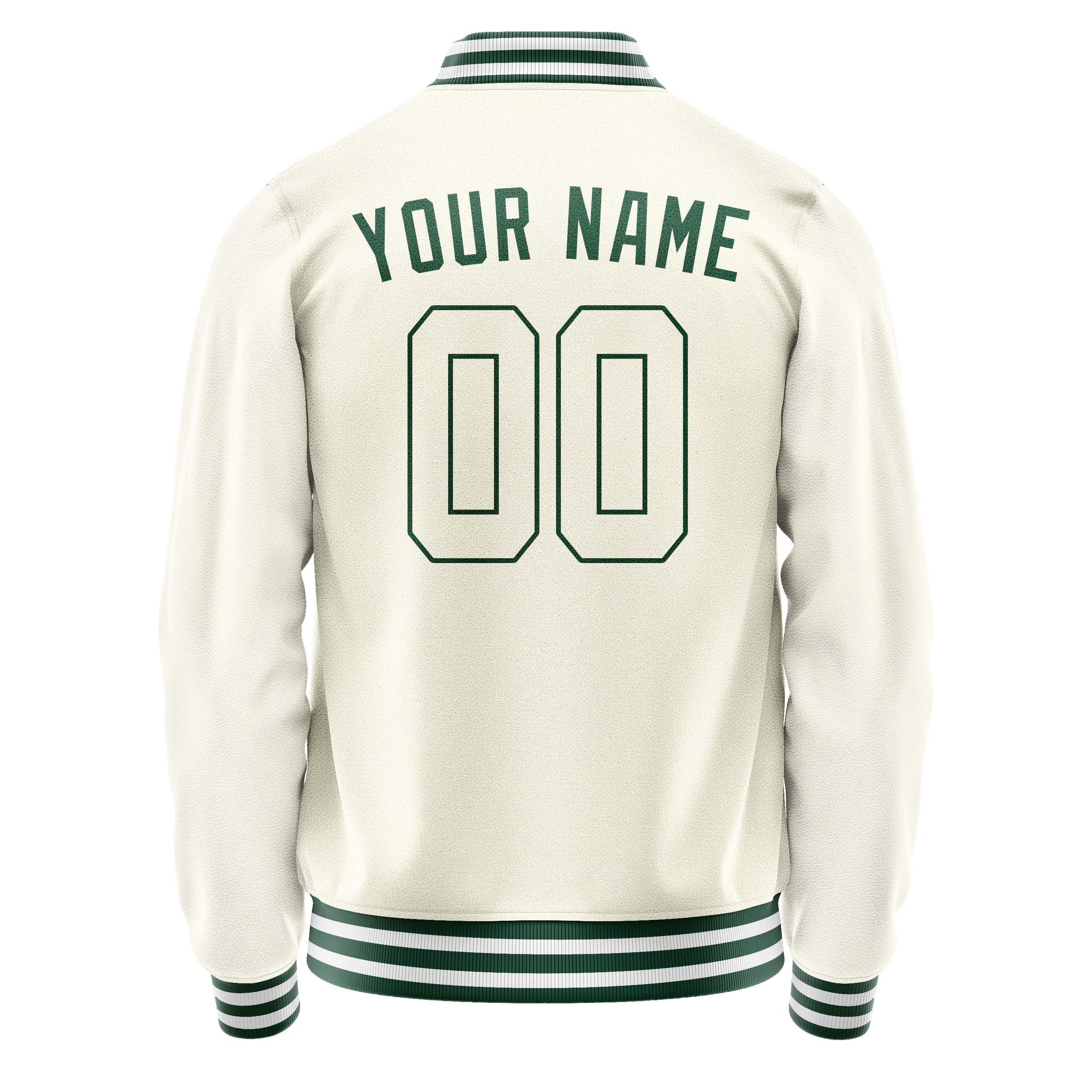 Custom Cream Kelly-Green Solid Color Varsity Letterman Jacket JA02240617JC099