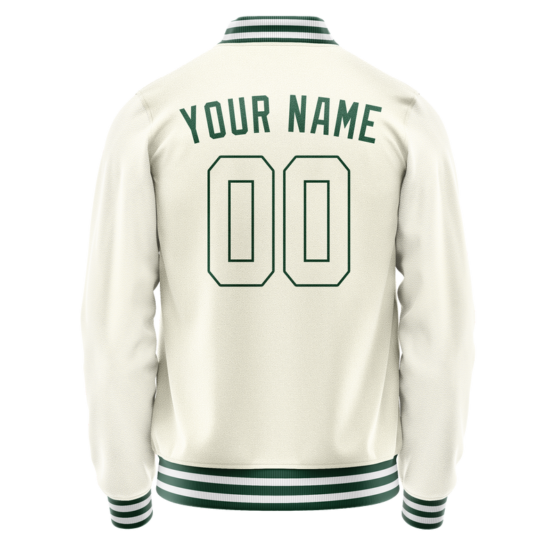 Custom Cream Kelly-Green Solid Color Varsity Letterman Jacket JA02240617JC099