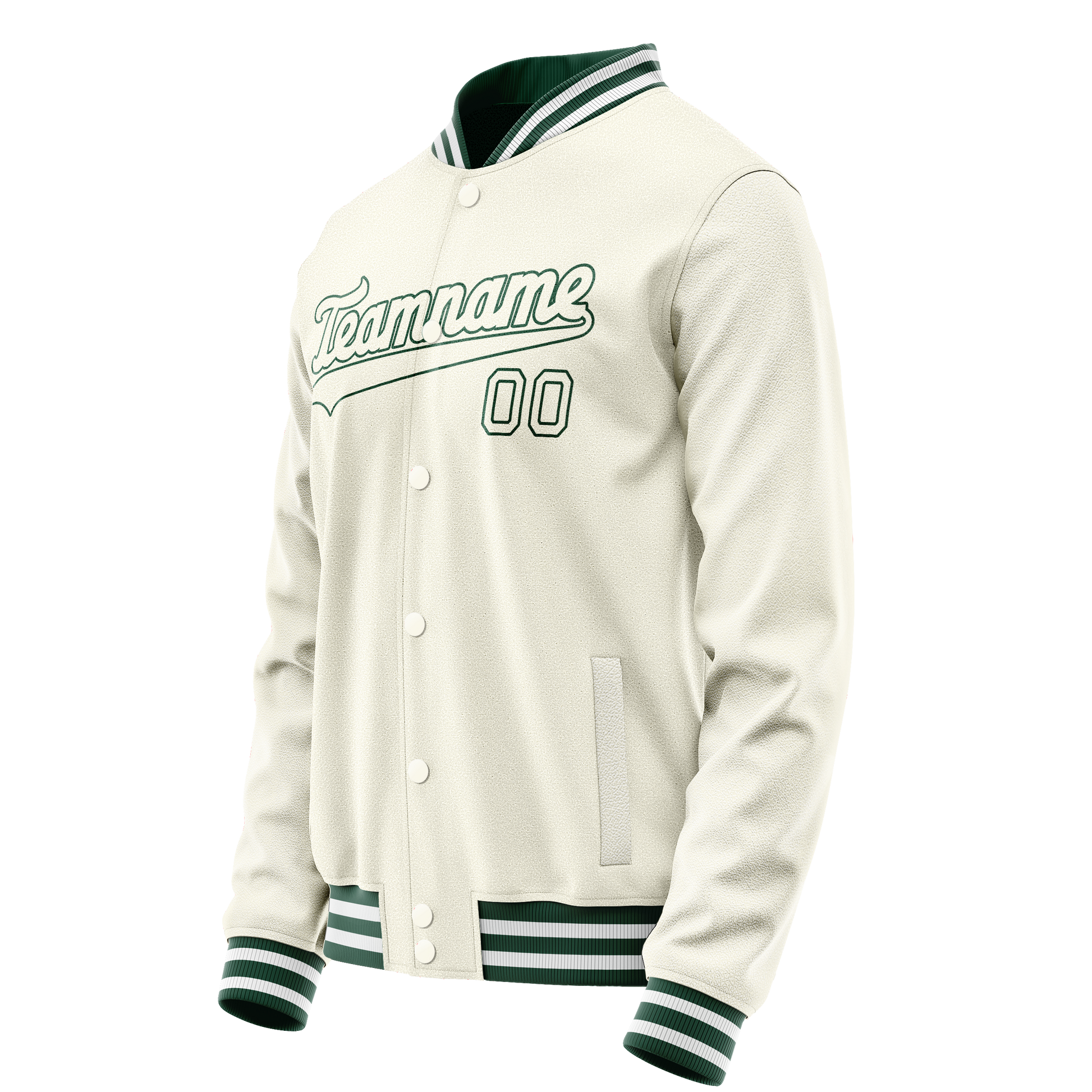 Custom Cream Kelly-Green Solid Color Varsity Letterman Jacket JA02240617JC099