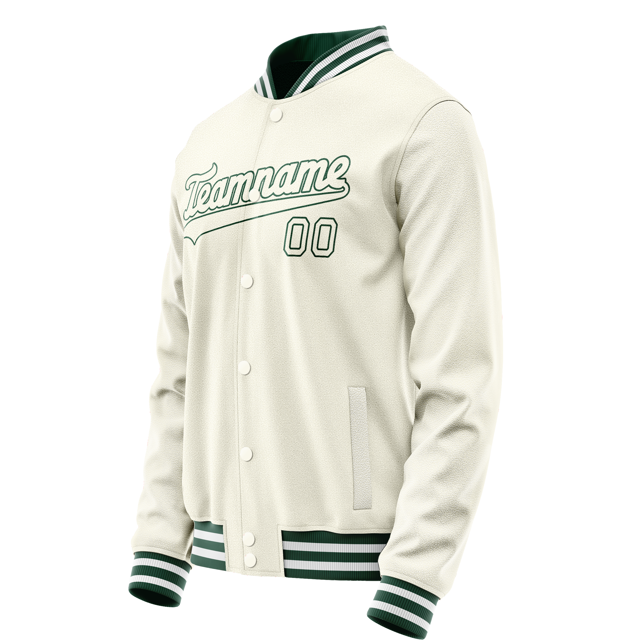 Custom Cream Kelly-Green Solid Color Varsity Letterman Jacket JA02240617JC099