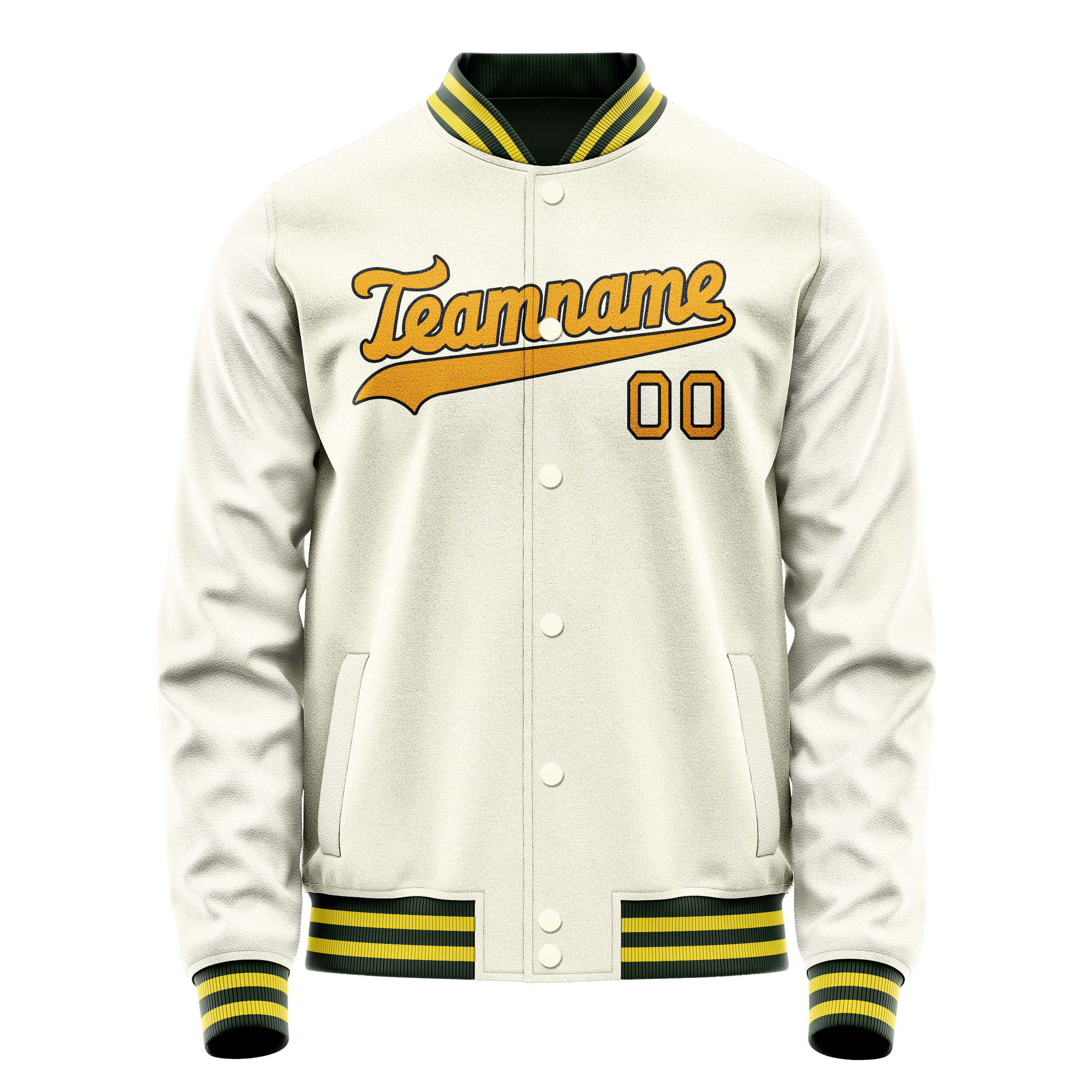 Custom Cream Gold Solid Color Varsity Letterman Jacket JA02240617JC102