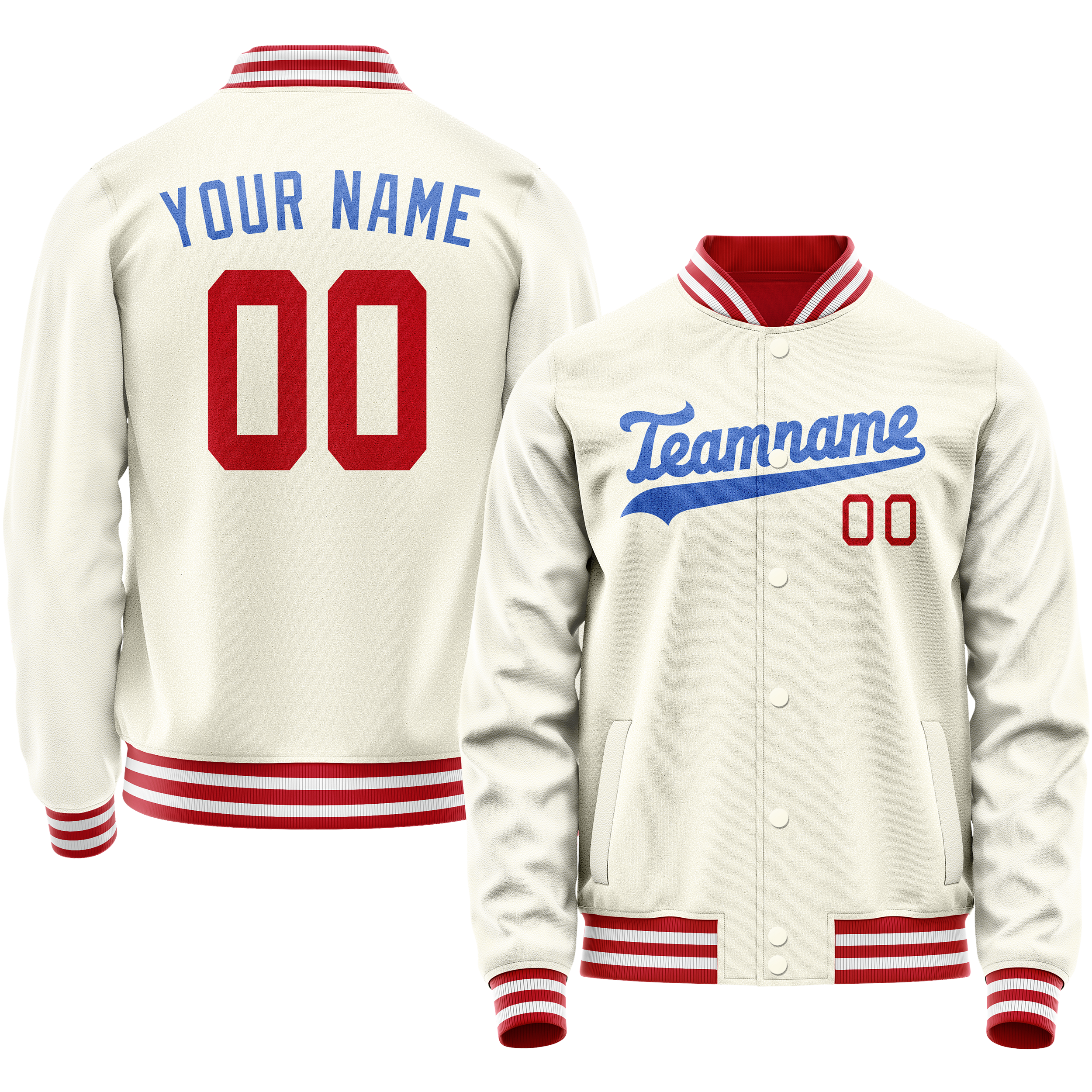 Custom Cream Royal Solid Color Varsity Letterman Jacket JA02240617JC115