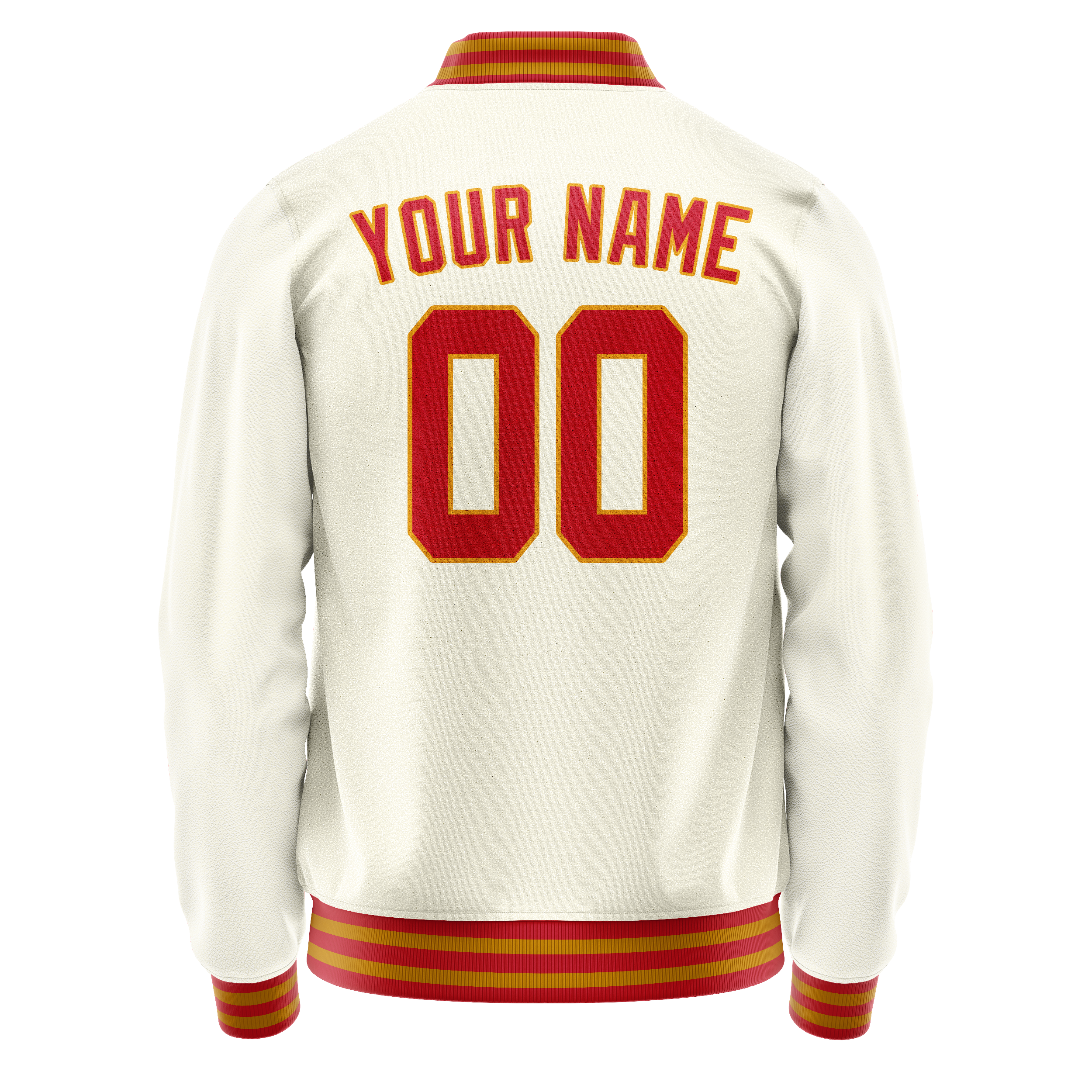 Custom Cream Orange Solid Color Varsity Letterman Jacket JA02240617JC101