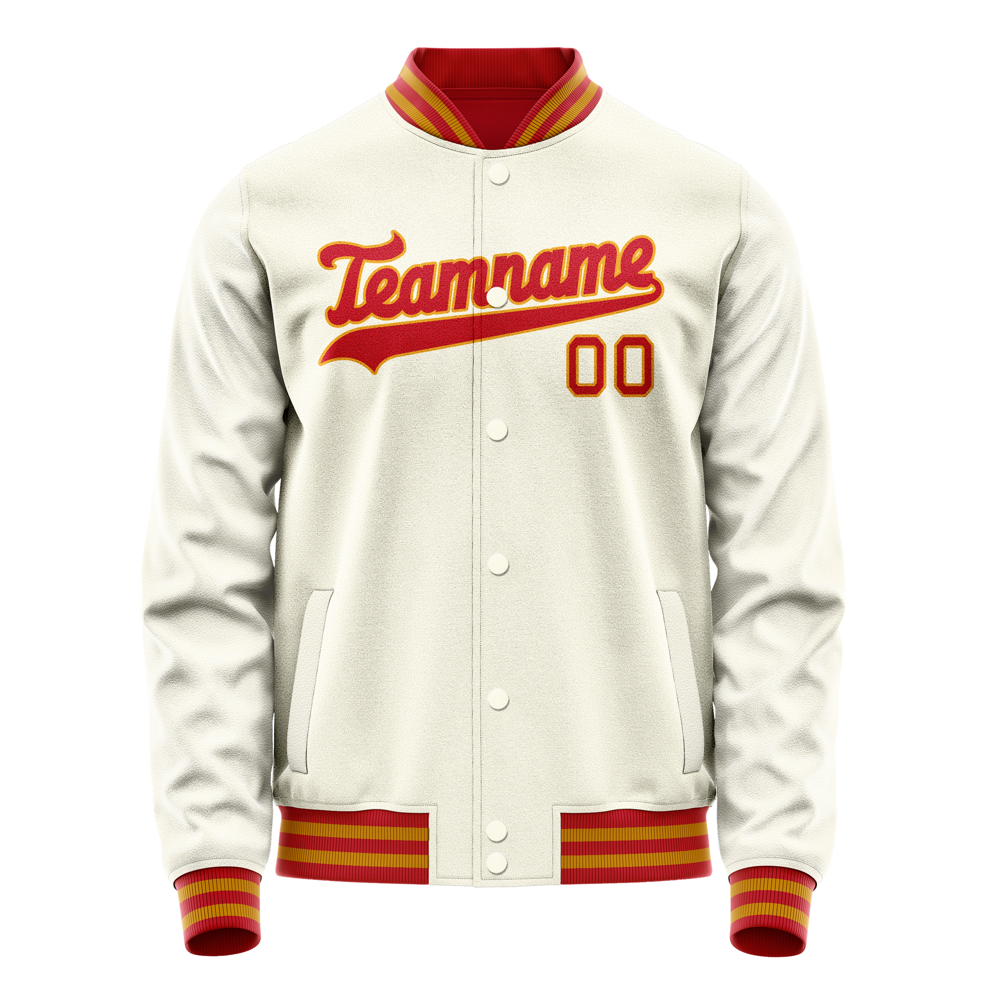 Custom Cream Orange Solid Color Varsity Letterman Jacket JA02240617JC101
