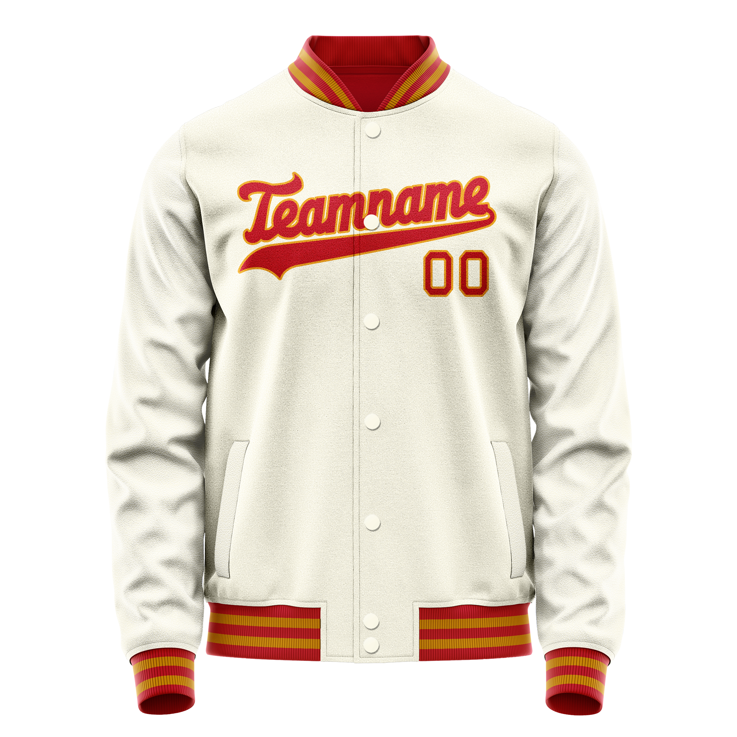 Custom Cream Orange Solid Color Varsity Letterman Jacket JA02240617JC101
