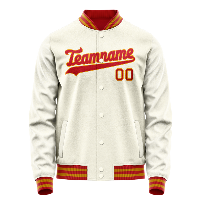 Custom Cream Orange Solid Color Varsity Letterman Jacket JA02240617JC101