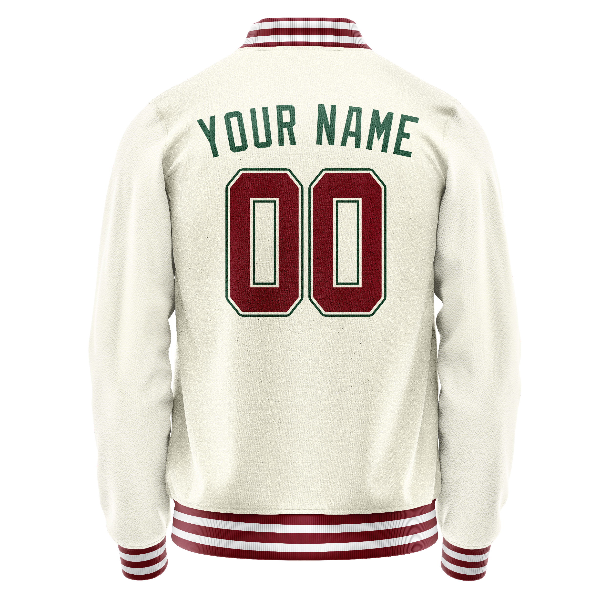 Custom Cream Kelly-Green Solid Color Varsity Letterman Jacket JA02240617JC090