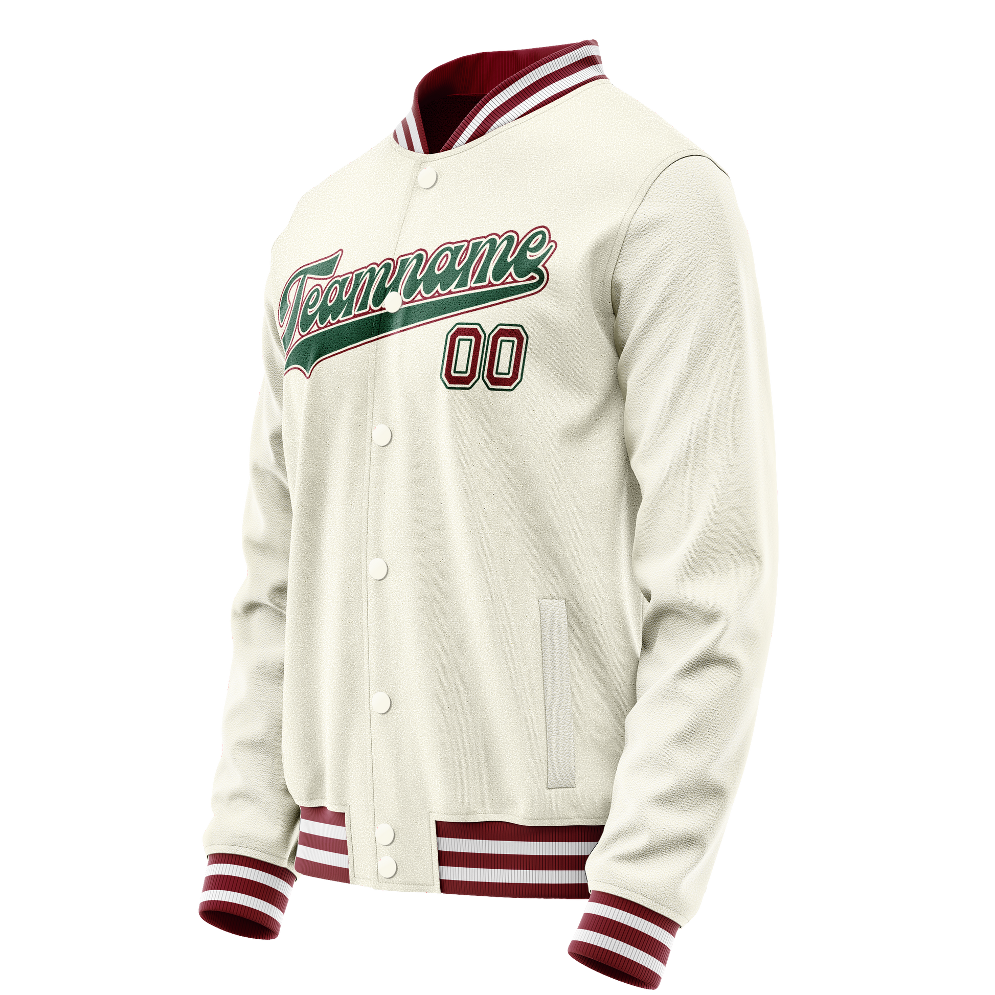 Custom Cream Kelly-Green Solid Color Varsity Letterman Jacket JA02240617JC090