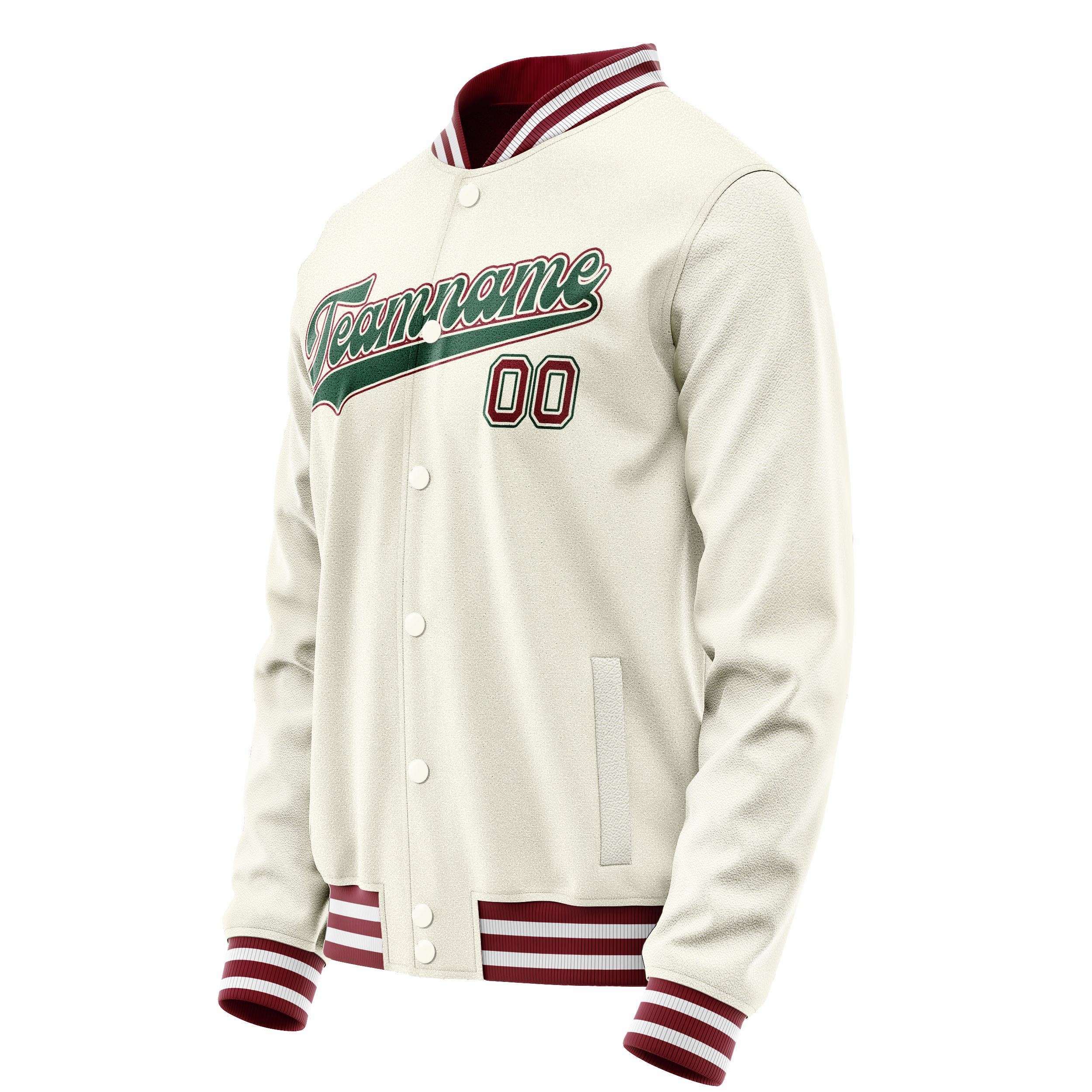 Custom Cream Kelly-Green Solid Color Varsity Letterman Jacket JA02240617JC090