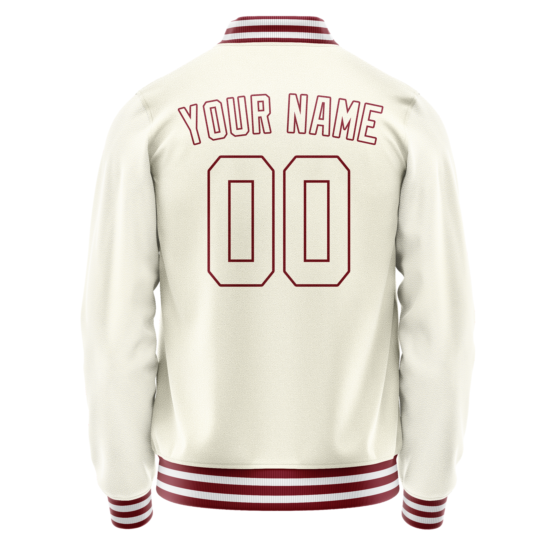 Custom Cream Red Solid Color Varsity Letterman Jacket JA02240617JC089