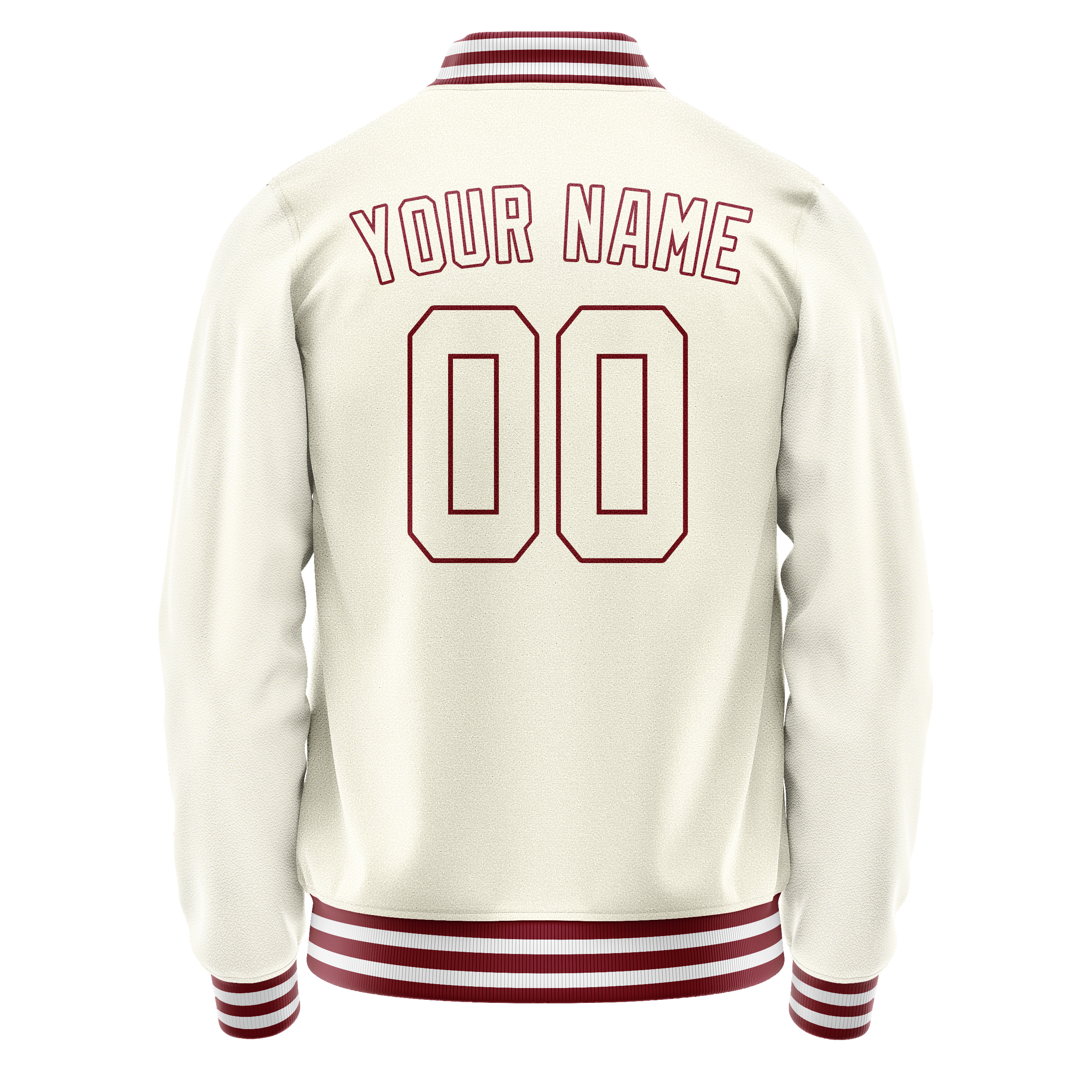 Custom Cream Red Solid Color Varsity Letterman Jacket JA02240617JC089
