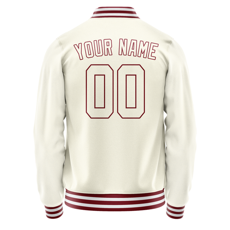 Custom Cream Red Solid Color Varsity Letterman Jacket JA02240617JC089