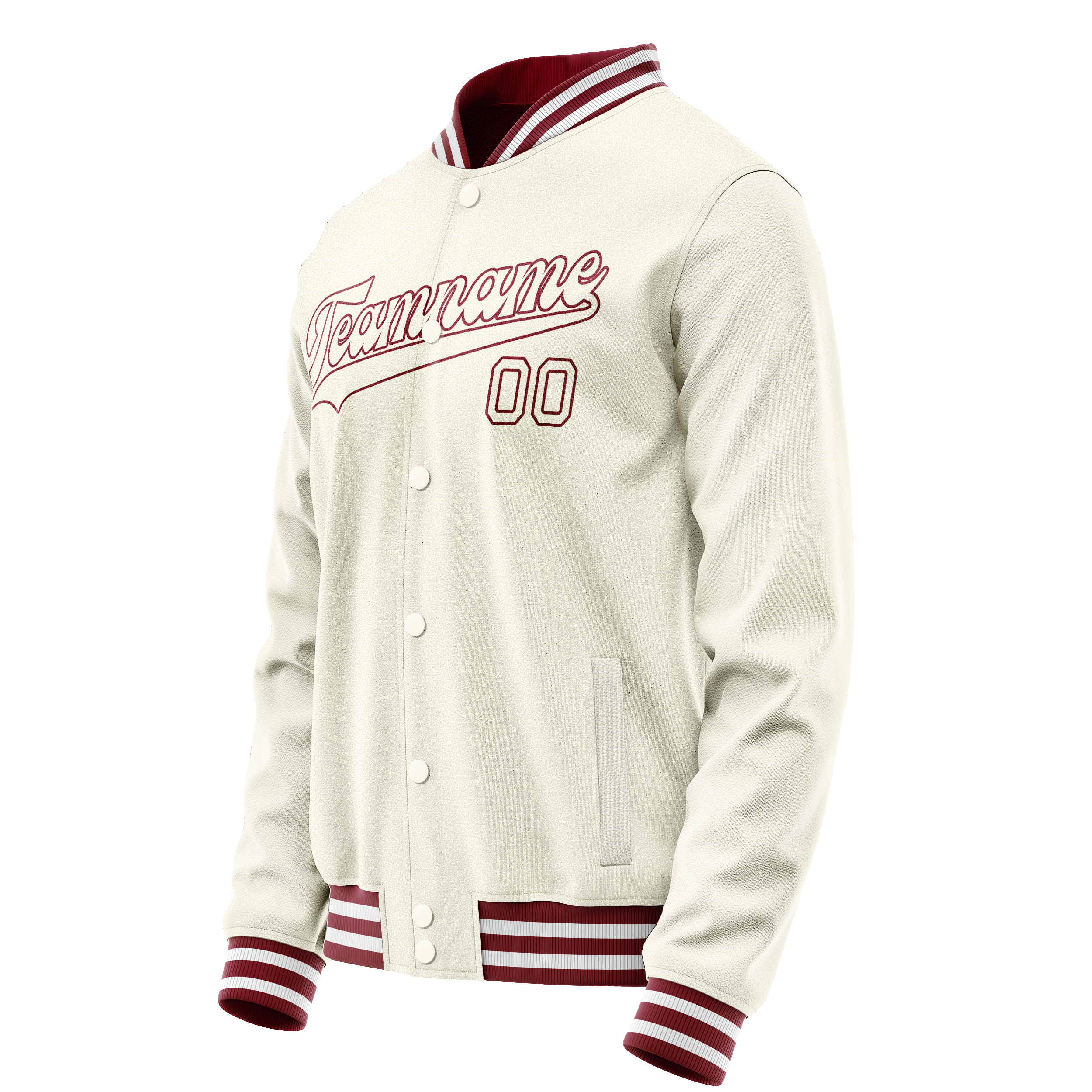 Custom Cream Red Solid Color Varsity Letterman Jacket JA02240617JC089