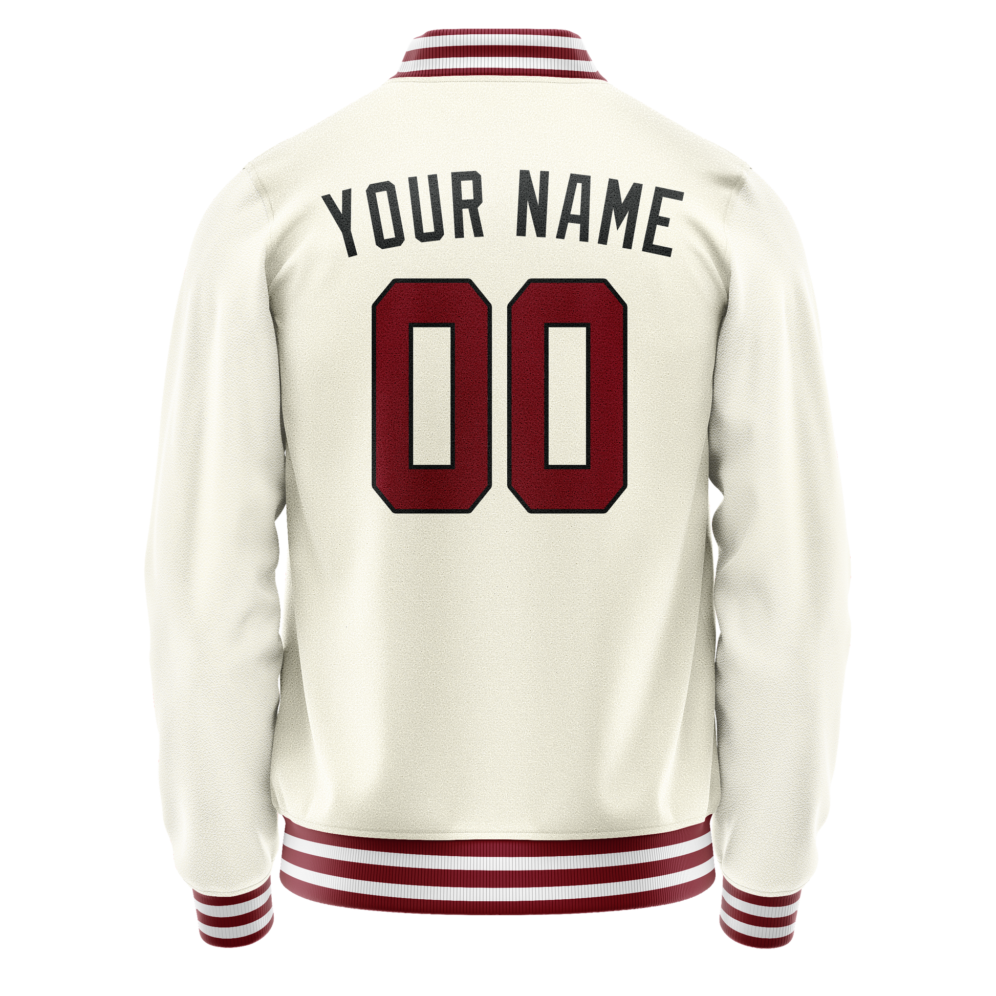 Custom Cream Red Solid Color Varsity Letterman Jacket JA02240617JC093