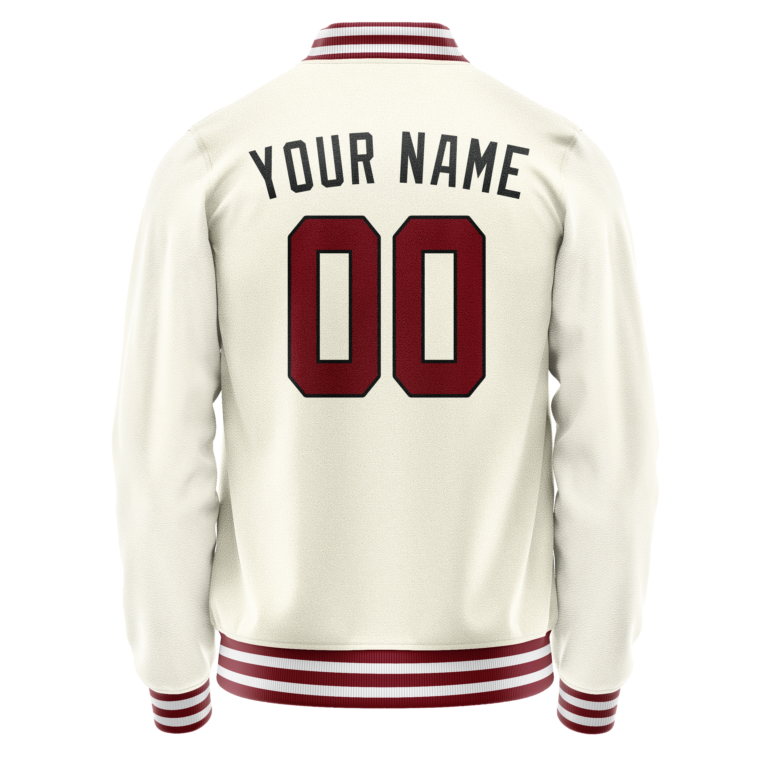 Custom Cream Red Solid Color Varsity Letterman Jacket JA02240617JC093
