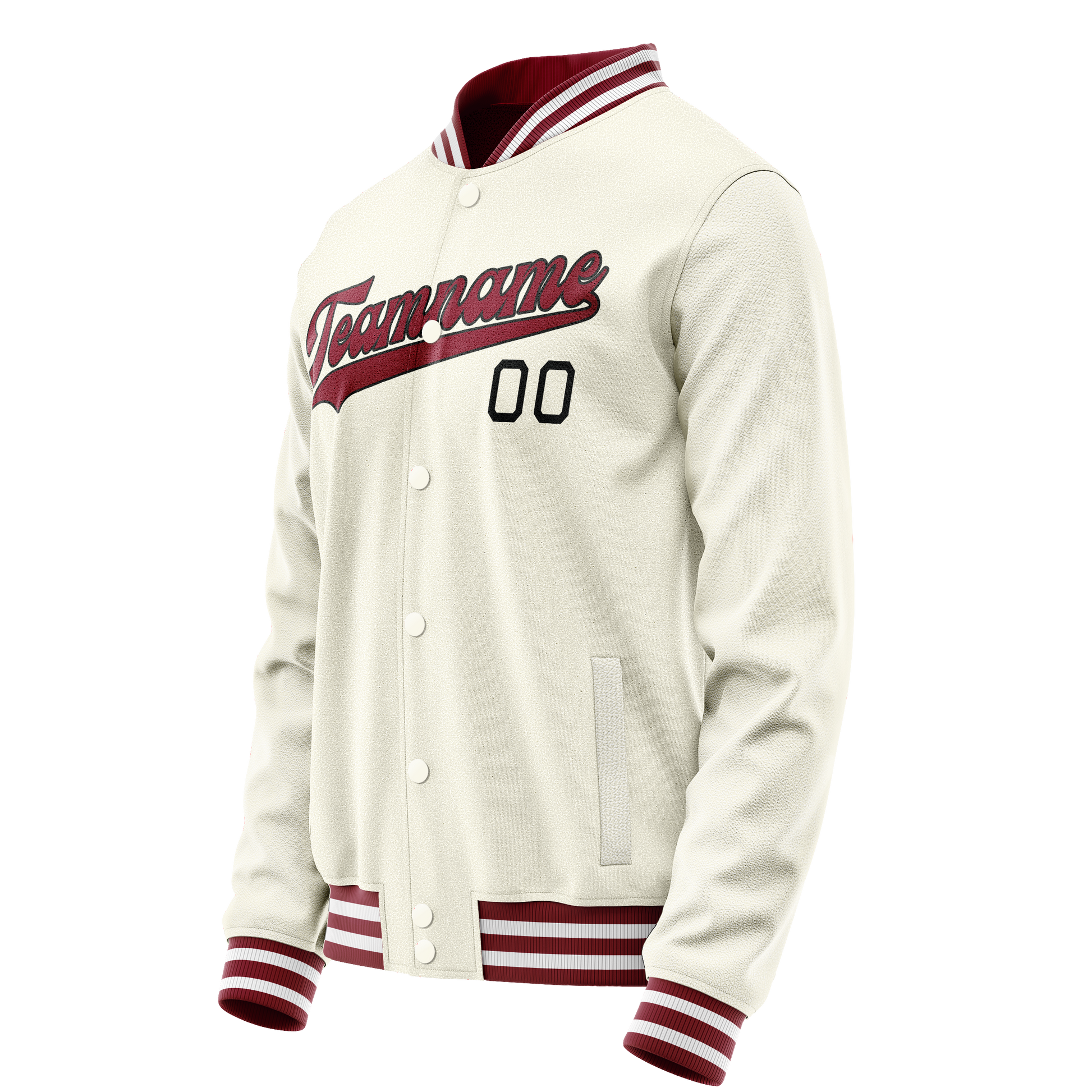 Custom Cream Red Solid Color Varsity Letterman Jacket JA02240617JC093