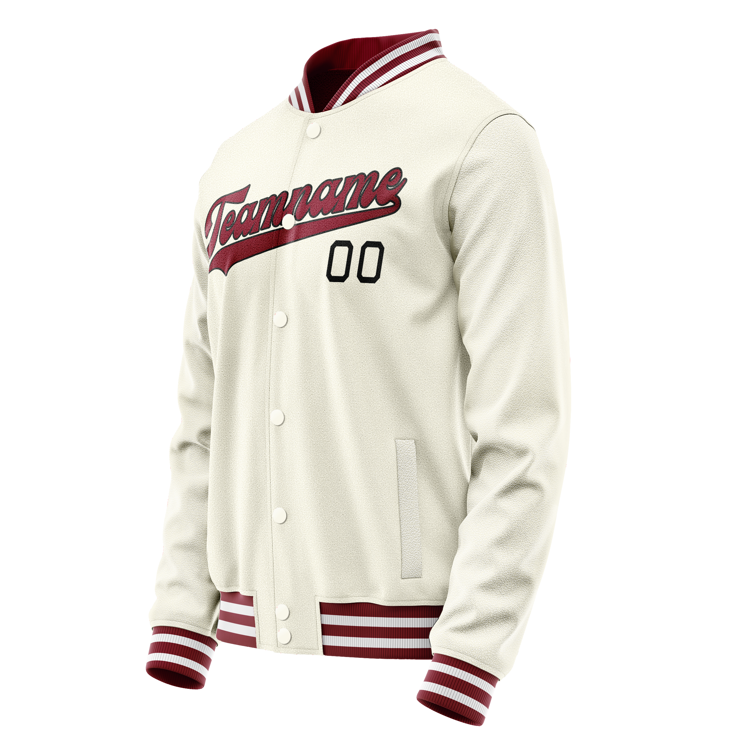 Custom Cream Red Solid Color Varsity Letterman Jacket JA02240617JC093
