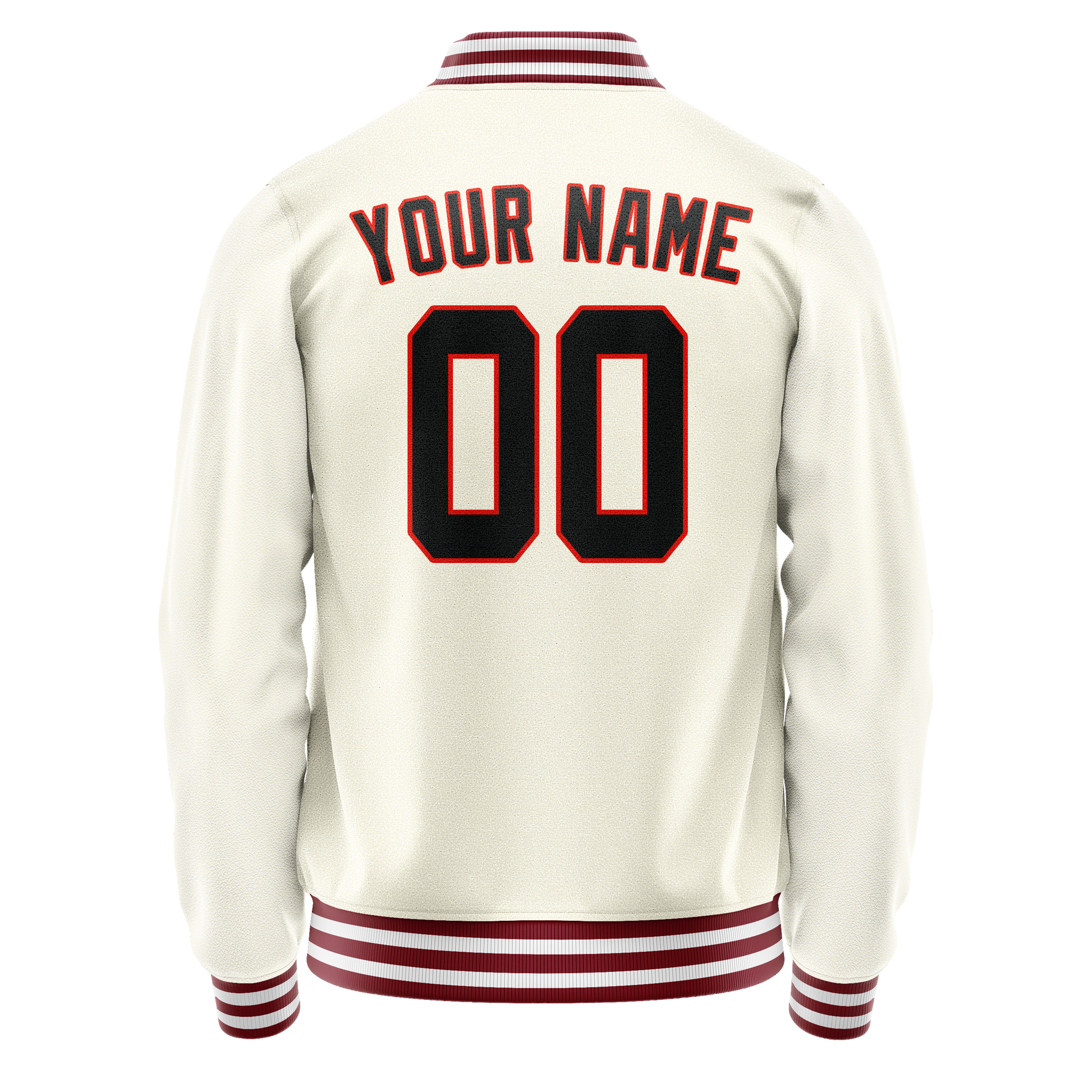 Custom Cream Black Solid Color Varsity Letterman Jacket JA02240617JC088