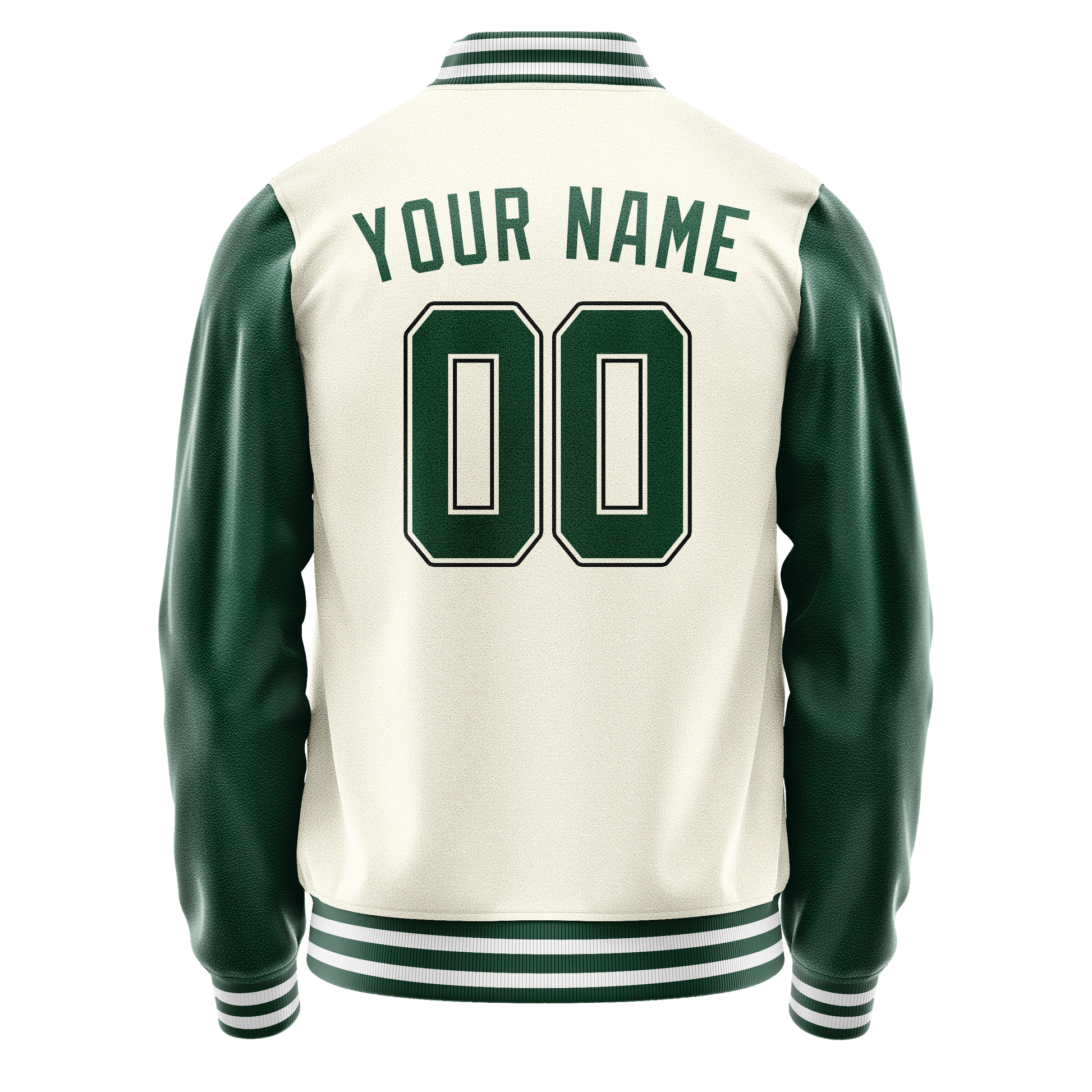 Custom Cream Kelly-Green Solid Color Varsity Letterman Jacket JA02240617JC098