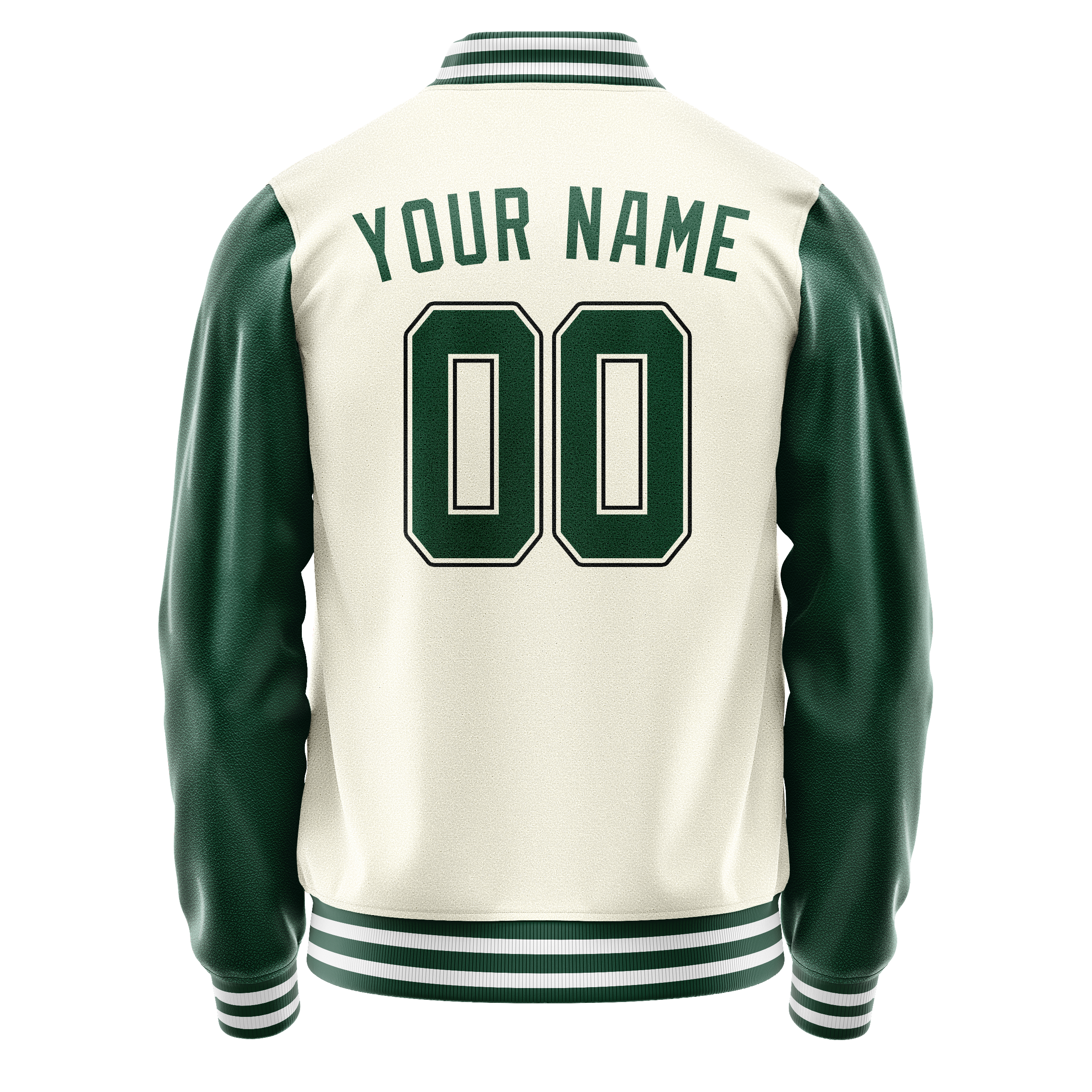 Custom Cream Kelly-Green Solid Color Varsity Letterman Jacket JA02240617JC098
