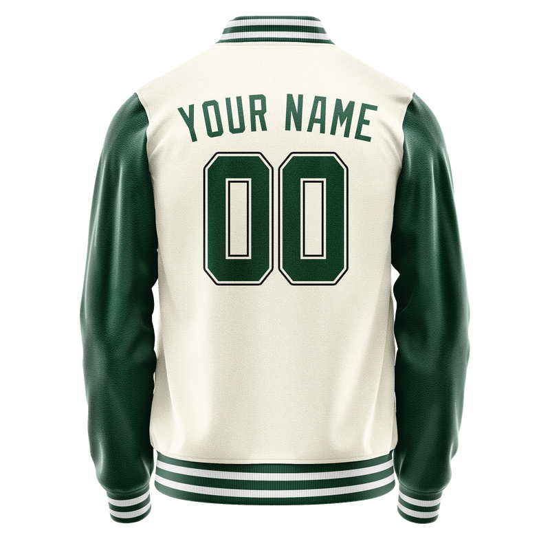 Custom Cream Kelly-Green Solid Color Varsity Letterman Jacket JA02240617JC098