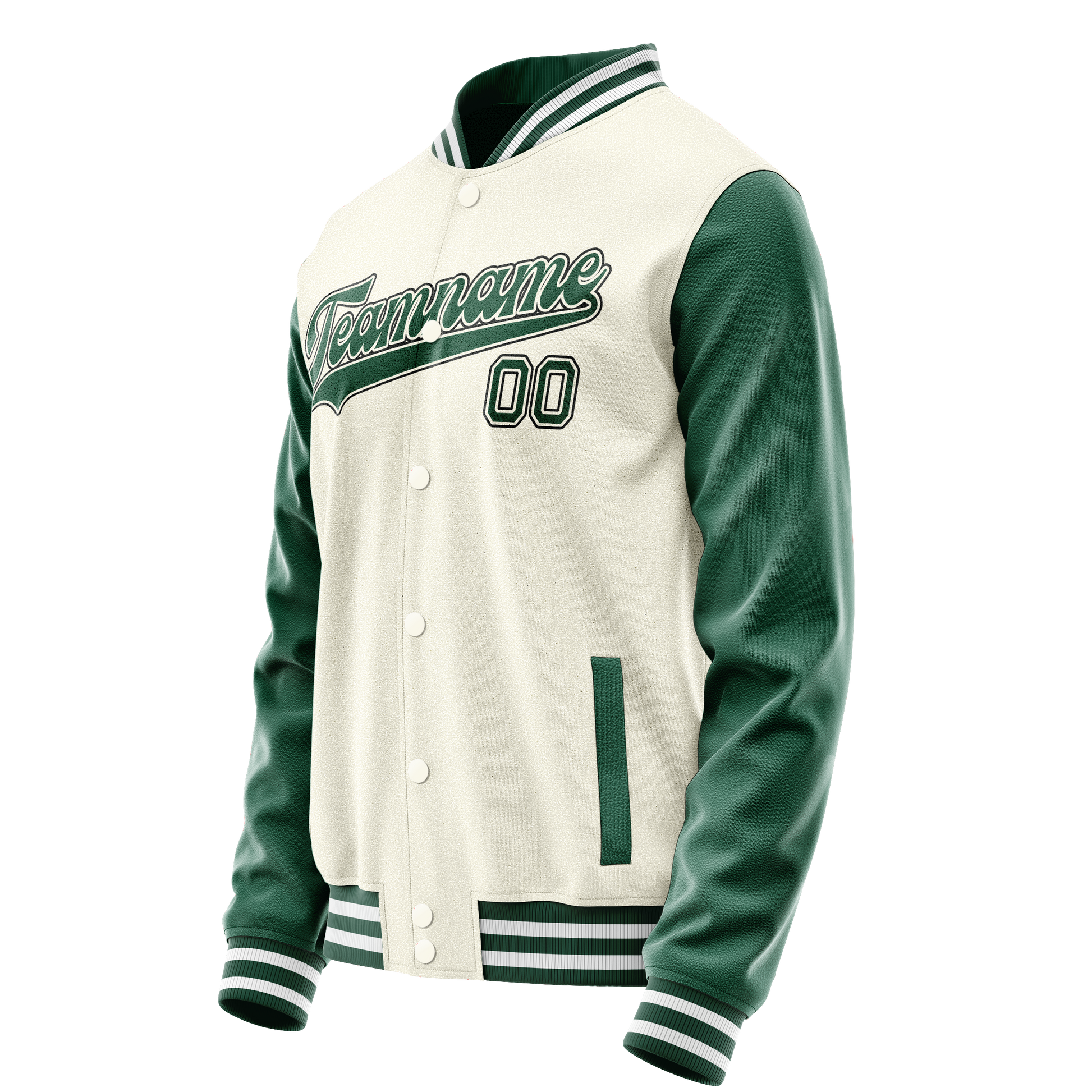 Custom Cream Kelly-Green Solid Color Varsity Letterman Jacket JA02240617JC098