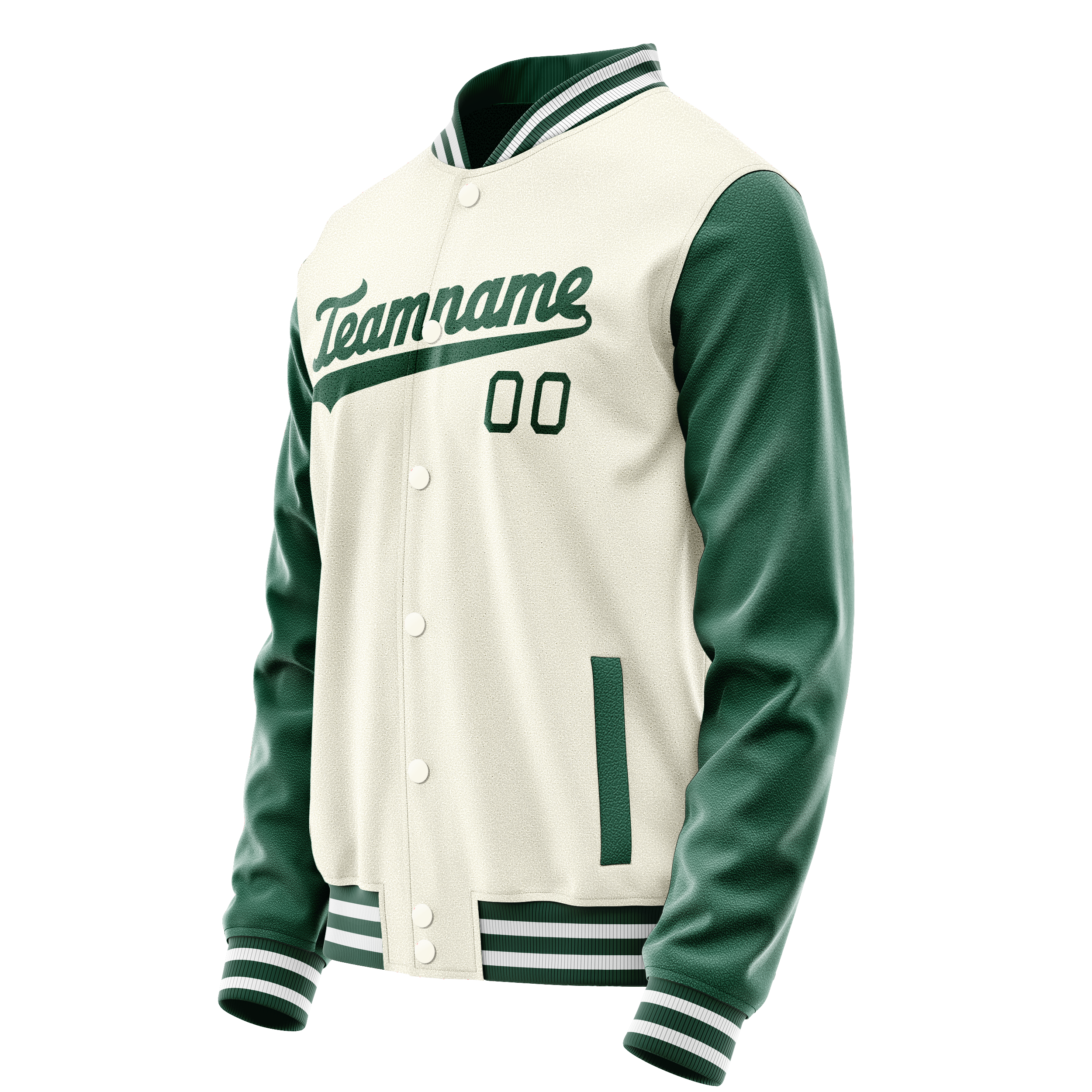 Custom Cream Kelly-Green Solid Color Varsity Letterman Jacket JA02240617JC097