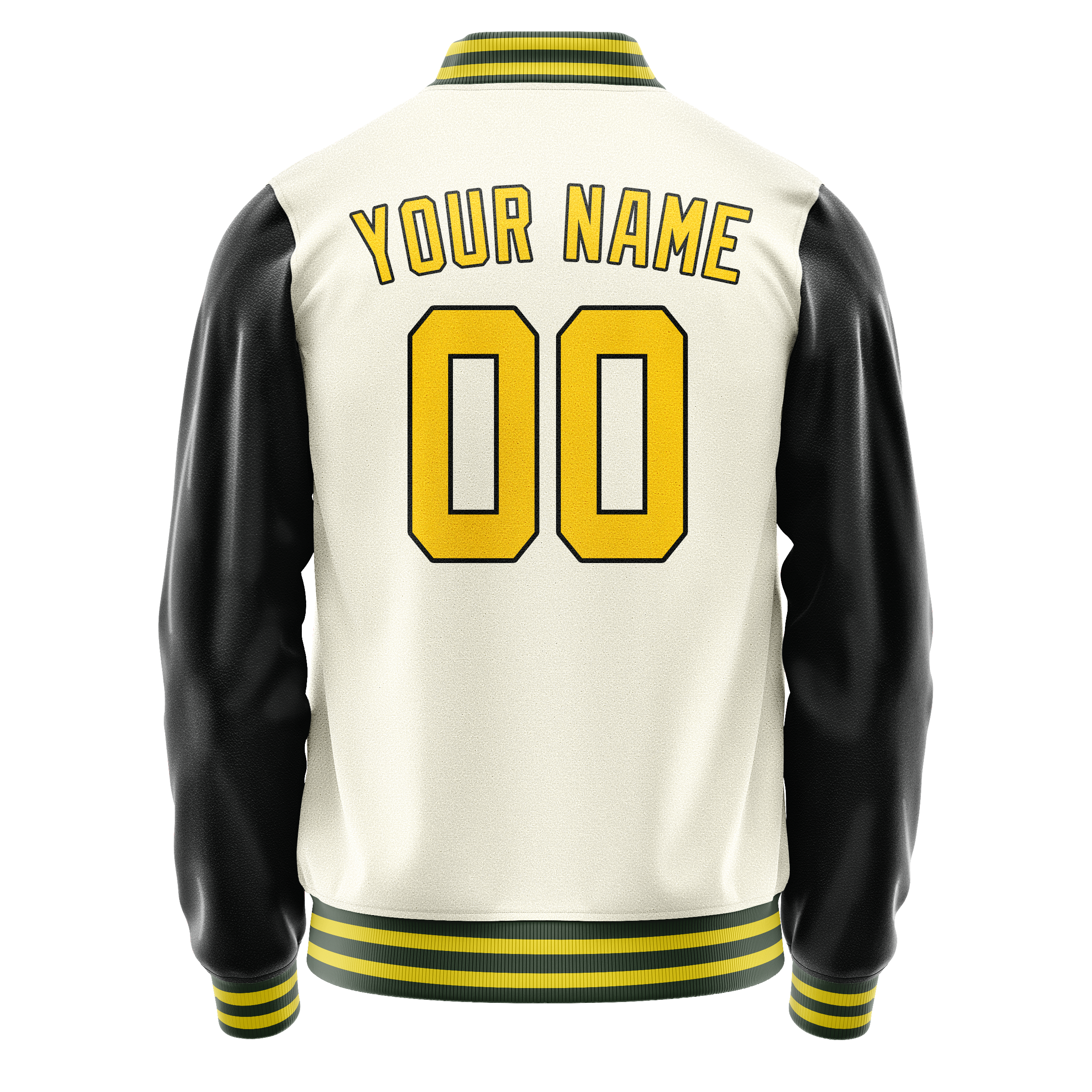 Custom Cream Black Solid Color Varsity Letterman Jacket JA02240617JC092