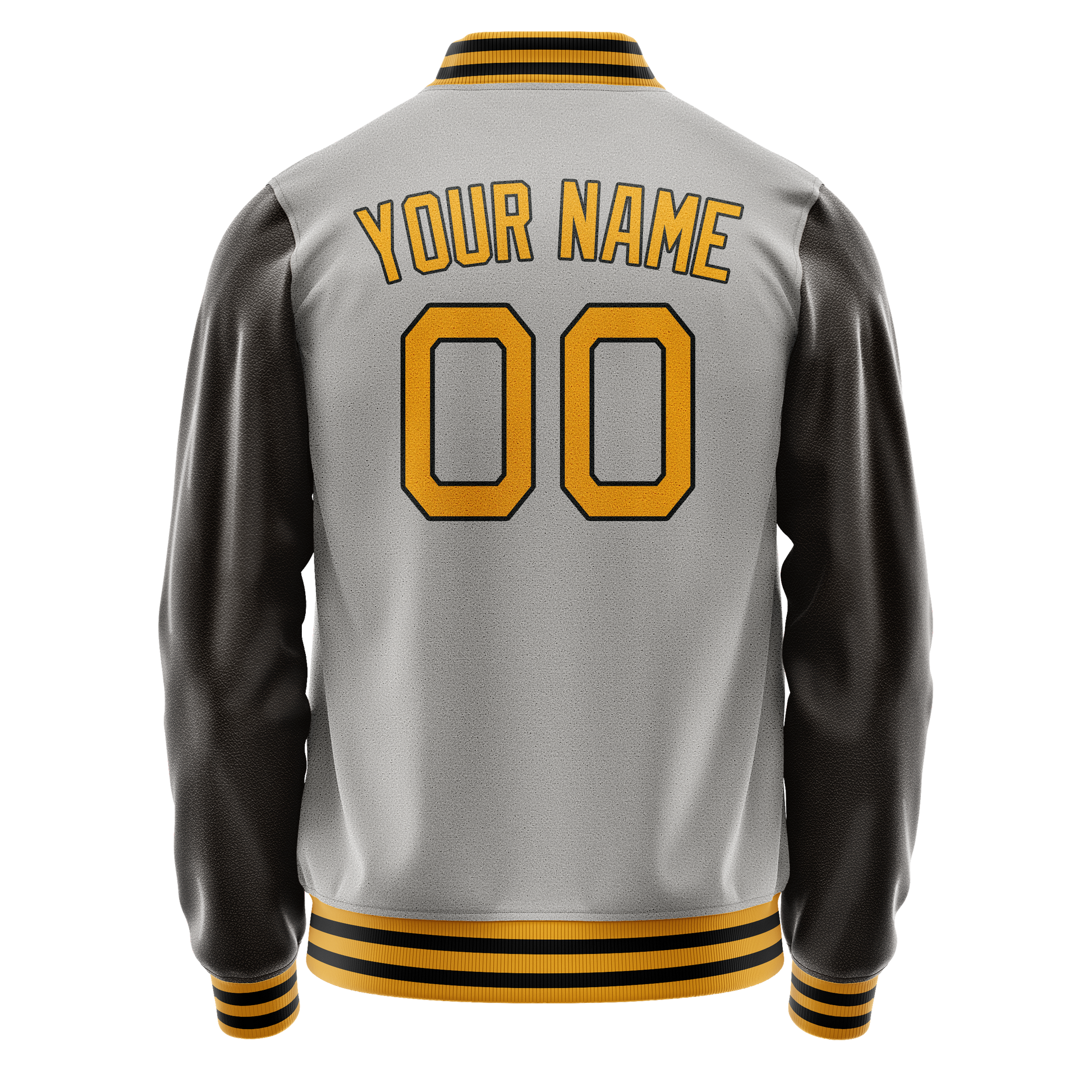 Custom Gray Brown Solid Color Varsity Letterman Jacket JA02240617YH171