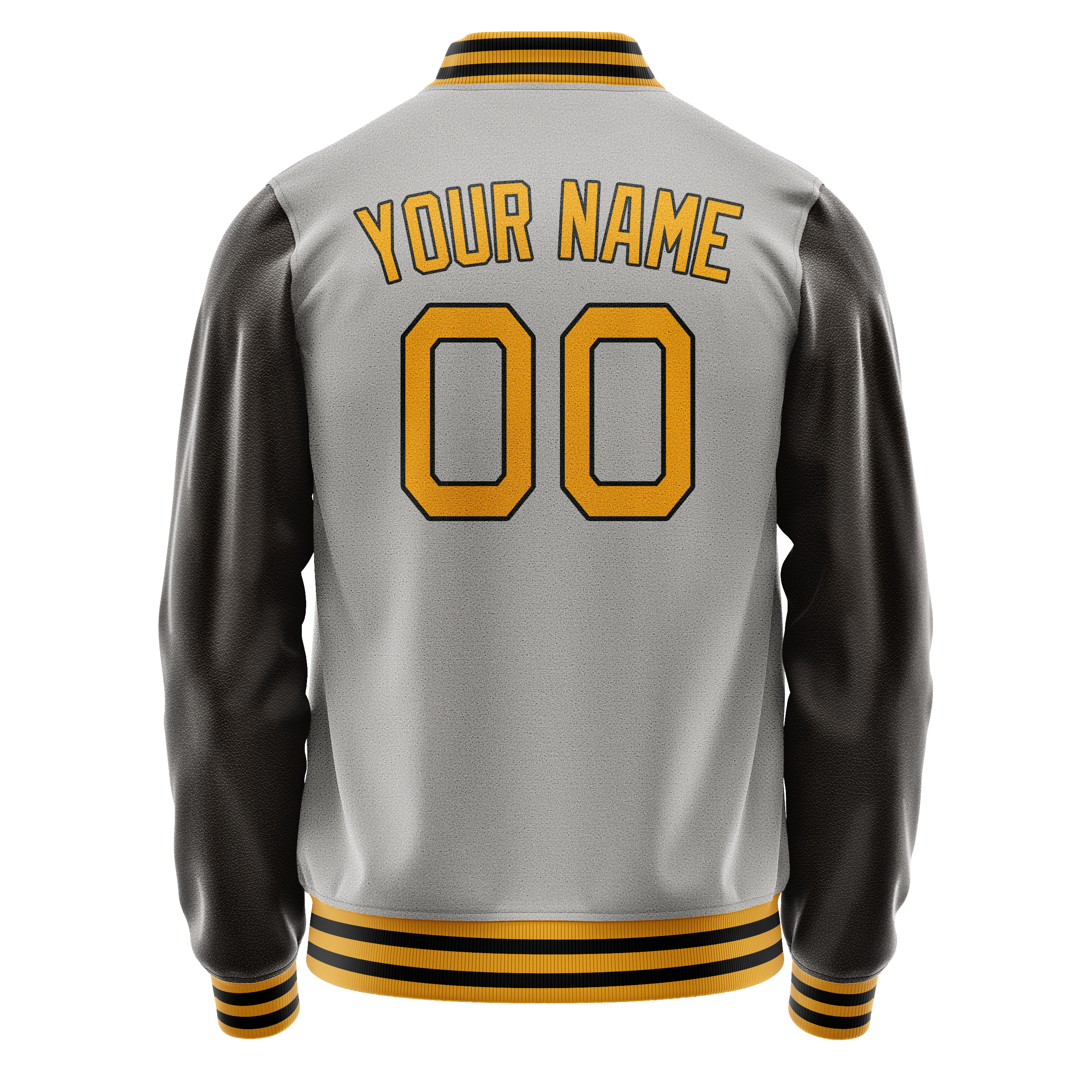 Custom Gray Brown Solid Color Varsity Letterman Jacket JA02240617YH171