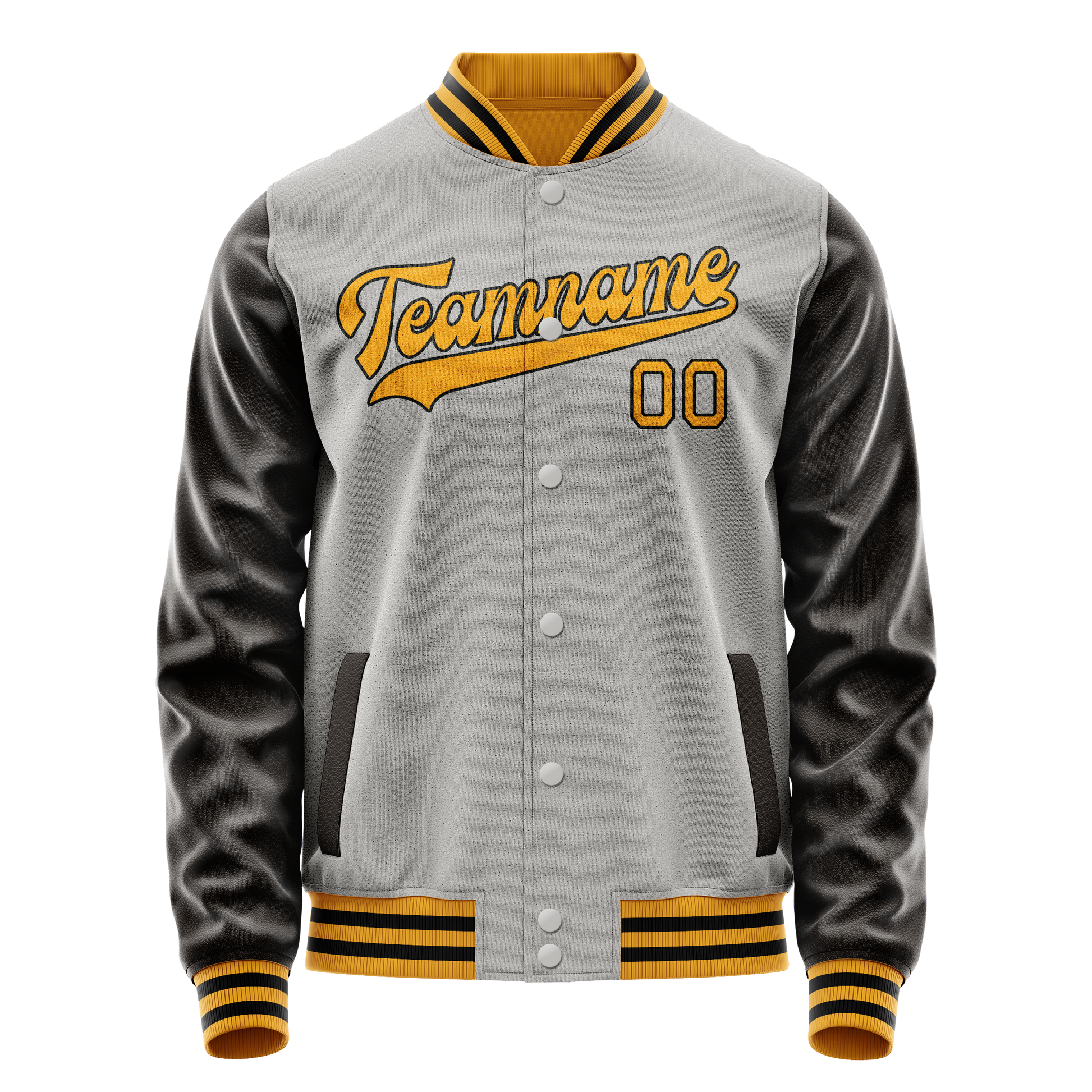 Custom Gray Brown Solid Color Varsity Letterman Jacket JA02240617YH171