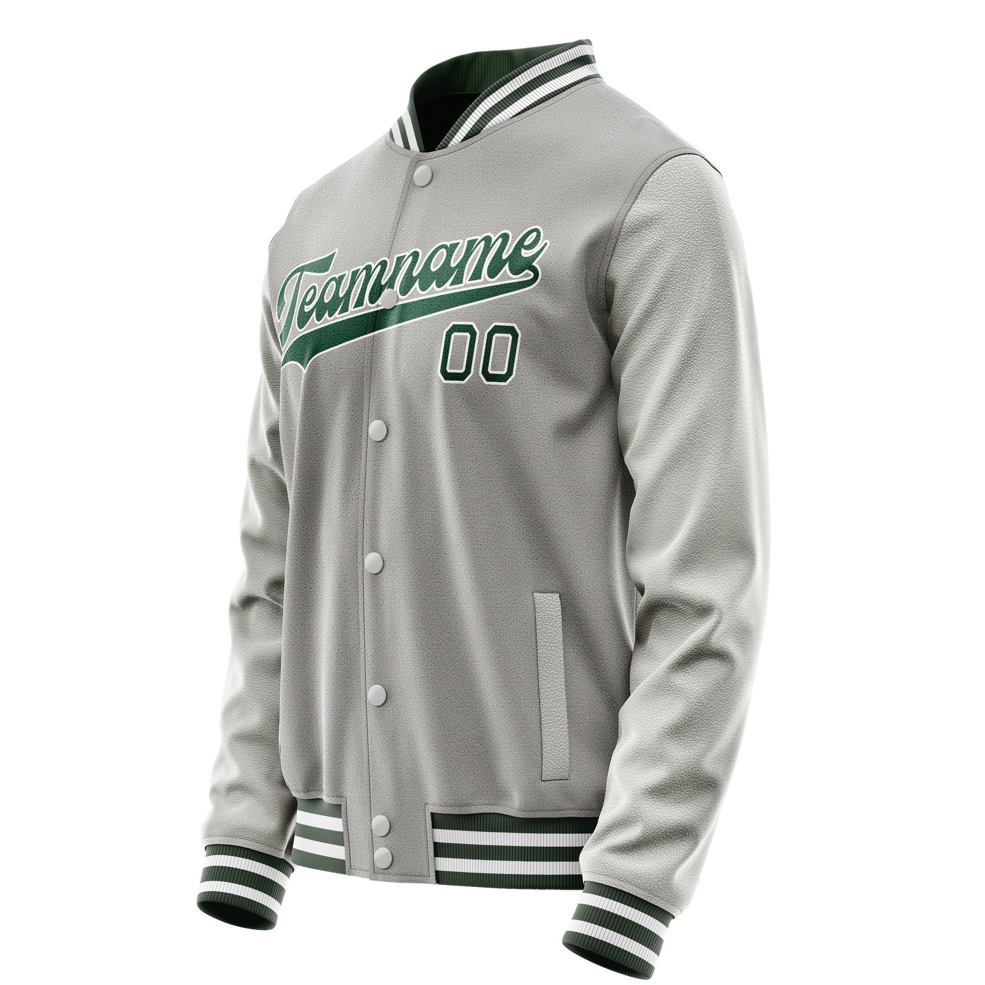 Custom Gray Kelly-Green Solid Color Varsity Letterman Jacket JA02240617YH162