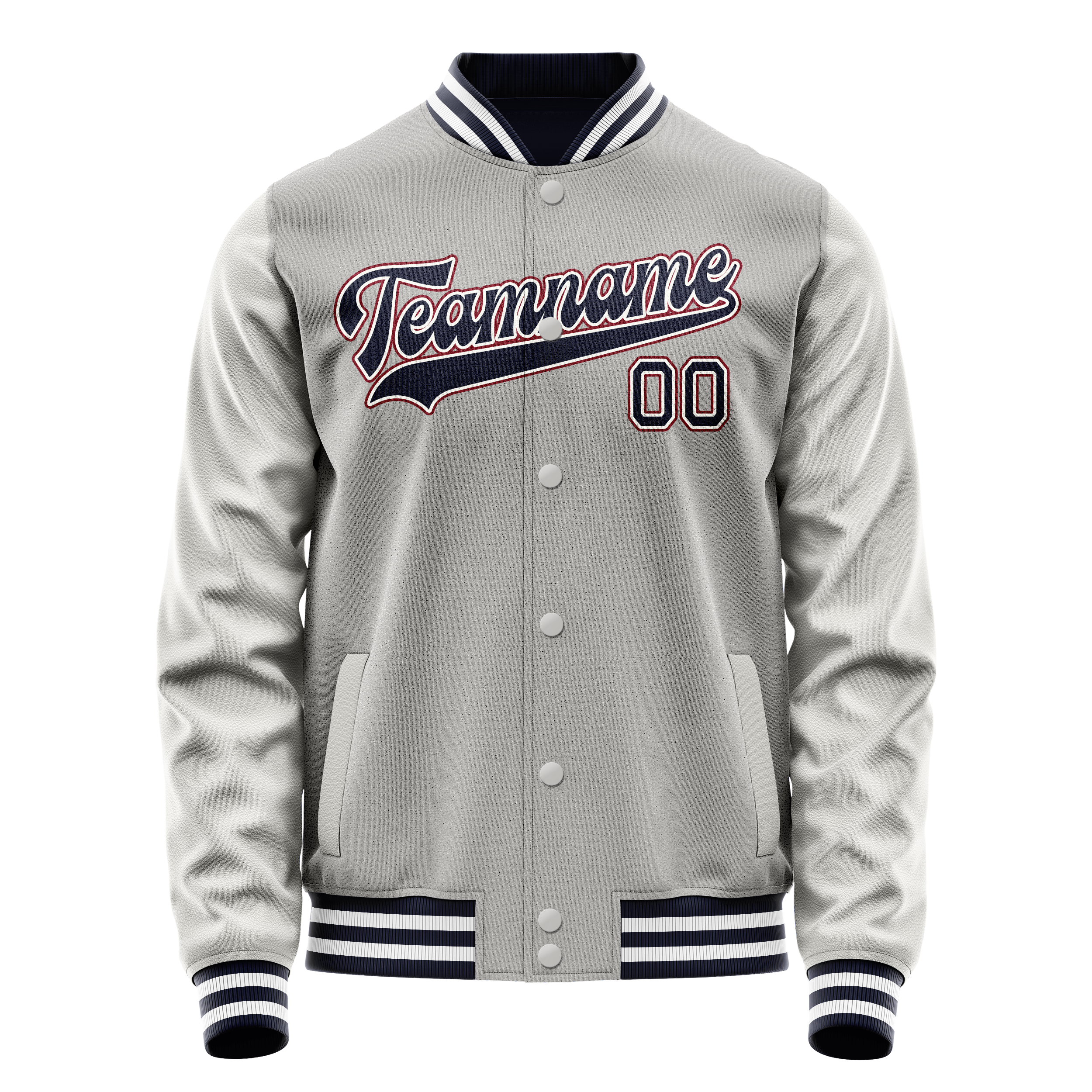 Custom Gray Royal Solid Color Varsity Letterman Jacket JA02240617YH161