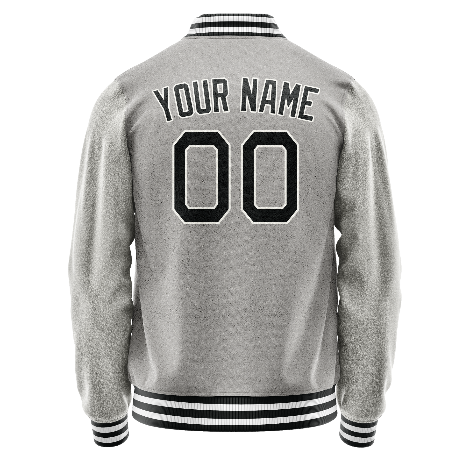 Custom Gray Black Solid Color Varsity Letterman Jacket JA02240617YH174