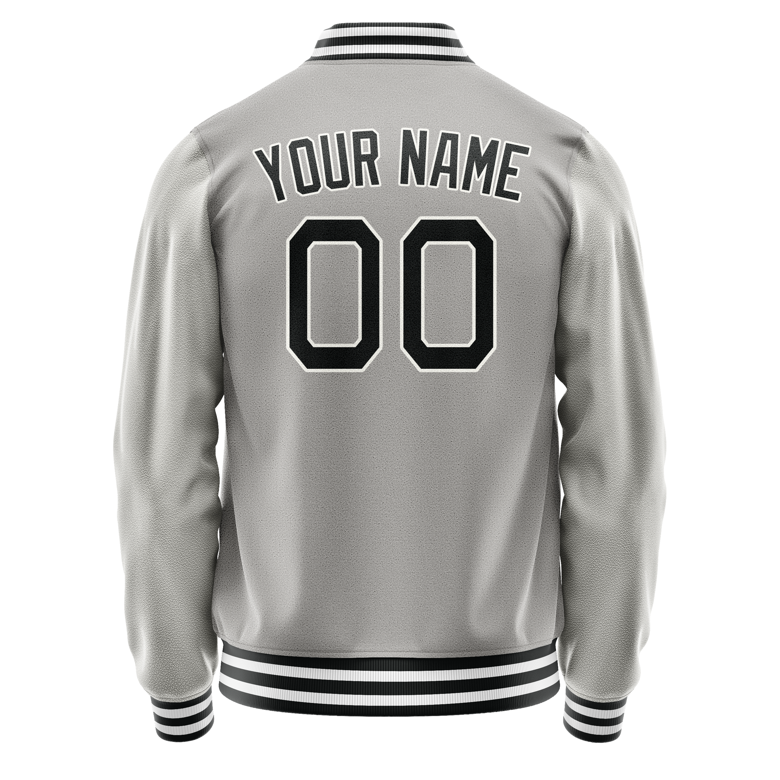 Custom Gray Black Solid Color Varsity Letterman Jacket JA02240617YH174
