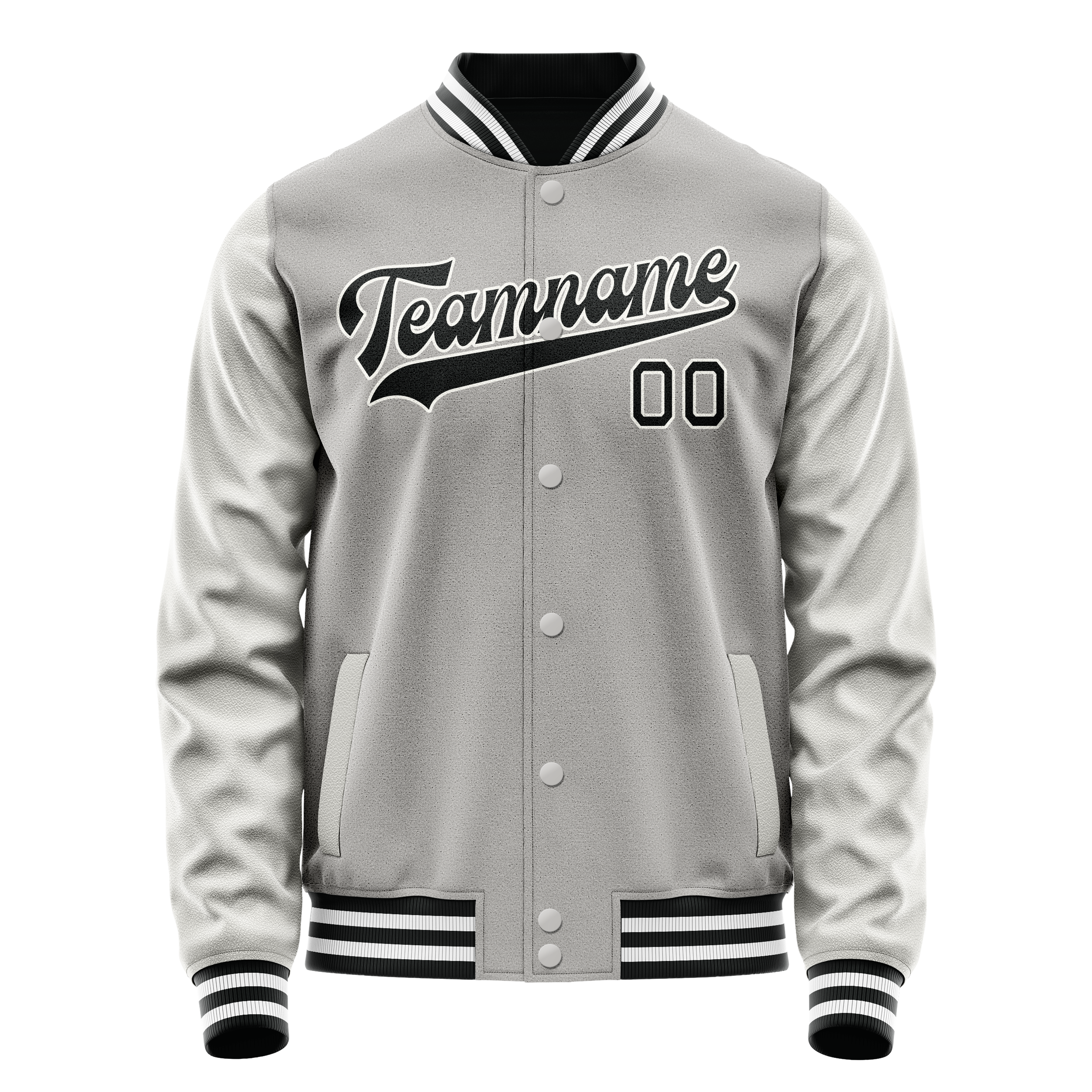 Custom Gray Black Solid Color Varsity Letterman Jacket JA02240617YH174